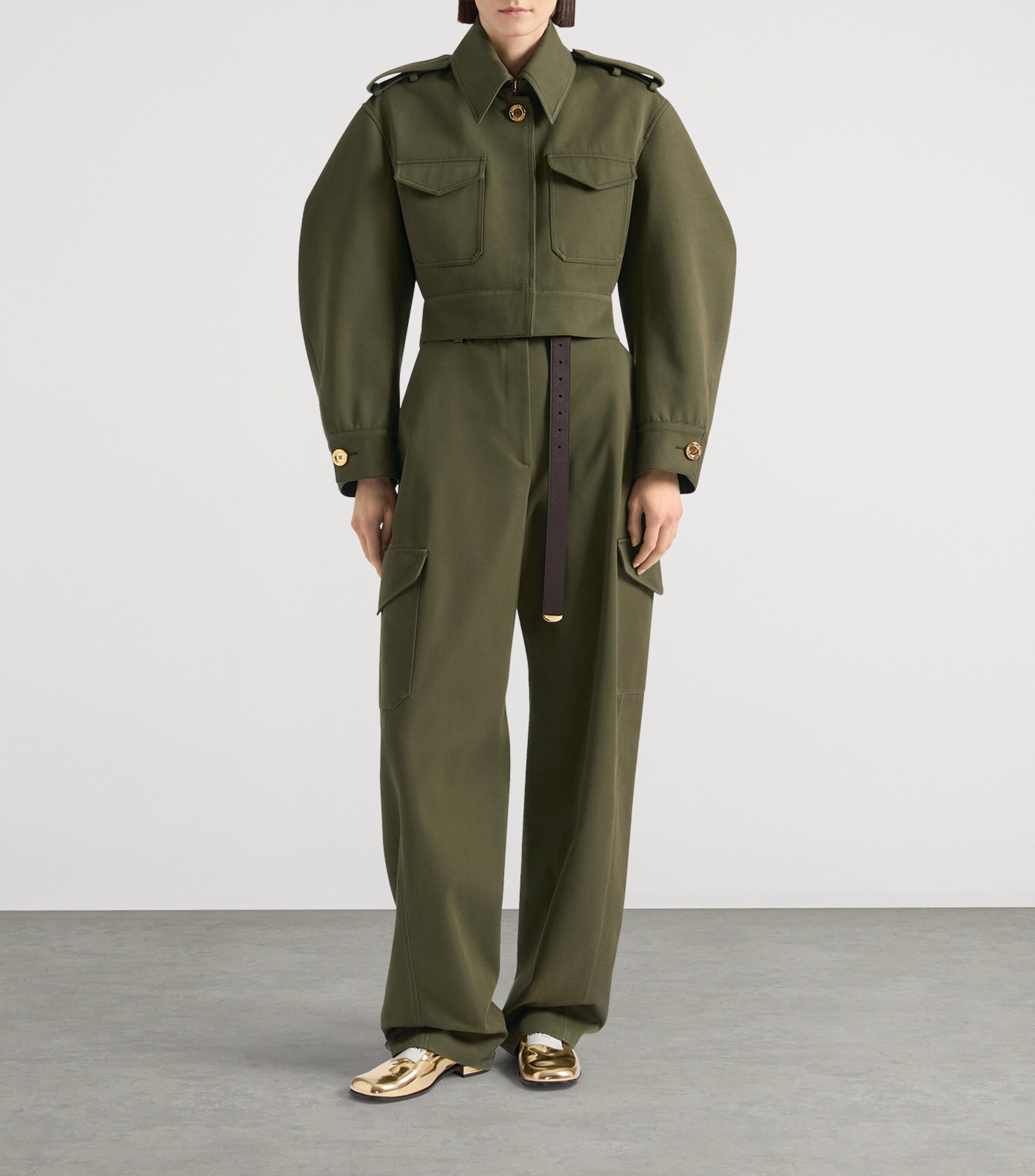 Cropped Cocoon Utility Jacket KHAKI Image 2