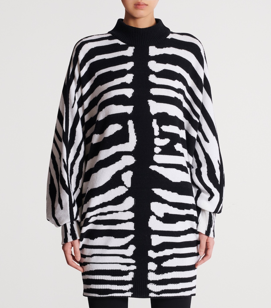 Wool-Cashmere Intarsia Mini Dress EAB NOIR/BLANC Image 6