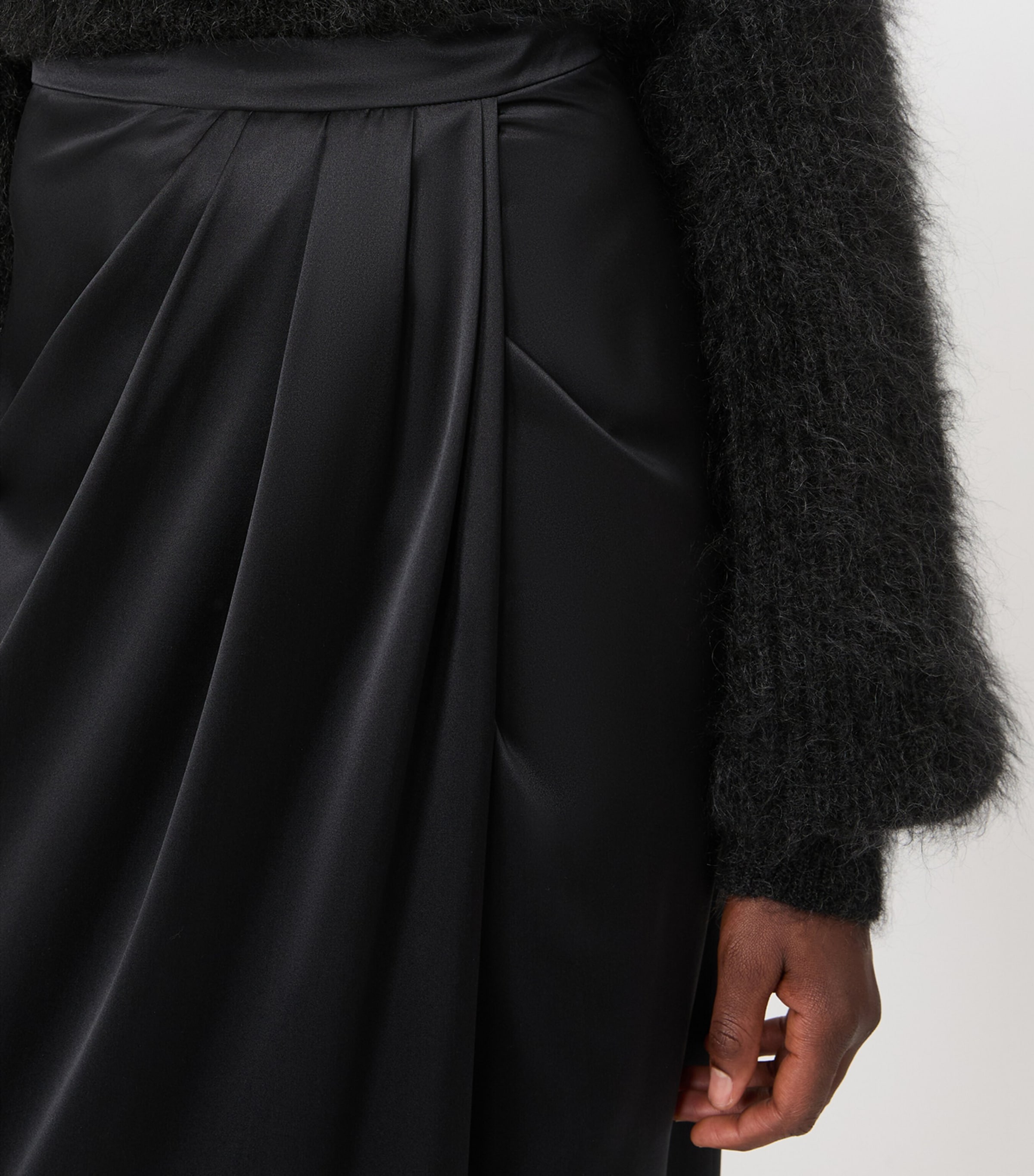 Max Mara Womens Silk Gathered Maxi Skirt Dark Grey Image 5