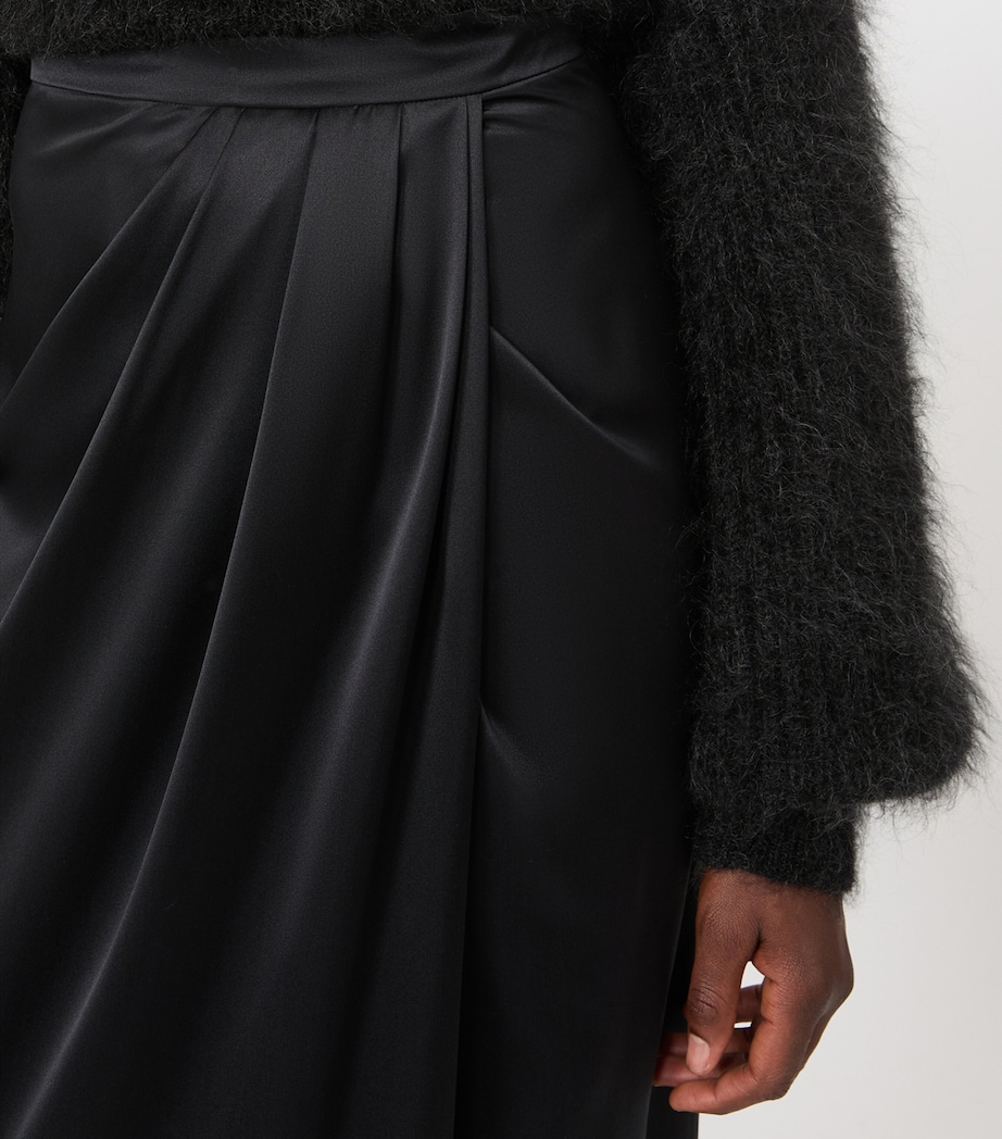 Max Mara Womens Silk Gathered Maxi Skirt Dark Grey Image 5