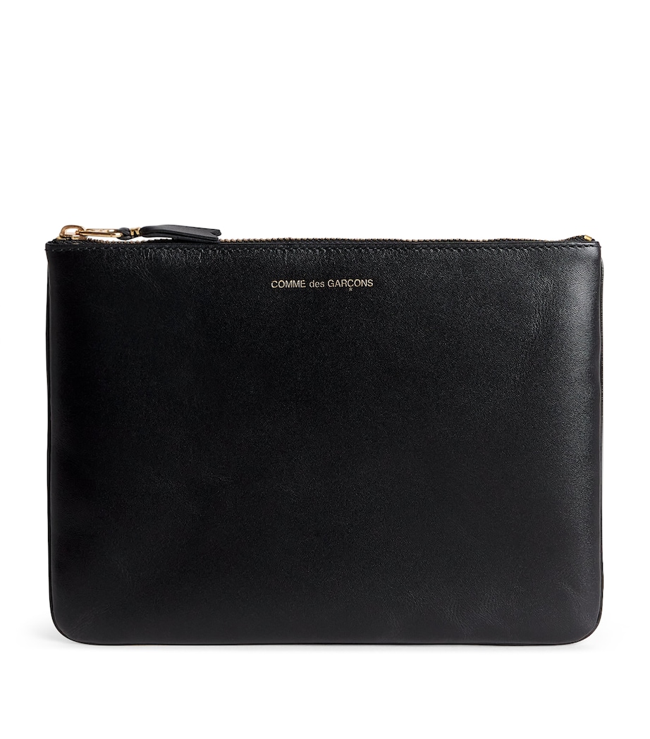 Large Leather Zipped Pouch BLACK Image 1