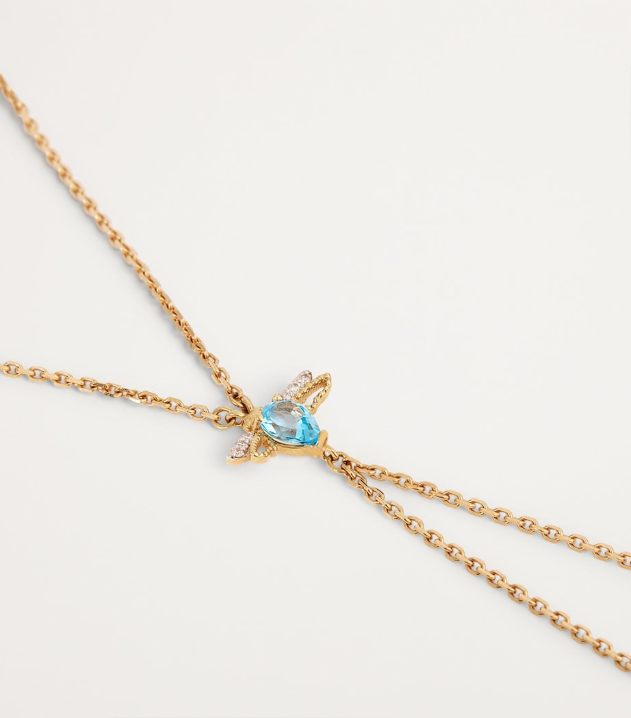 Gold, Diamond and Blue Topaz Honey Hand Bracelet GOLD Image 3