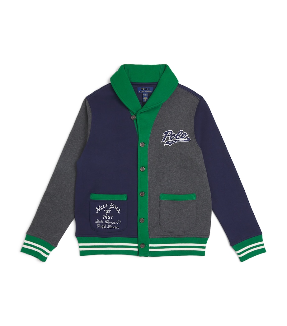 Cotton-Blend Varsity Cardigan (6-14 Years) GREY MU Image 1