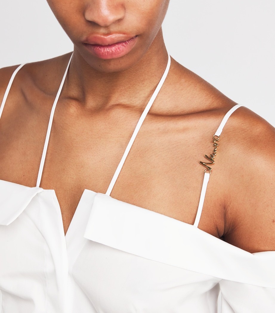 Cotton Midi Shirt Dress WHITE Image 4