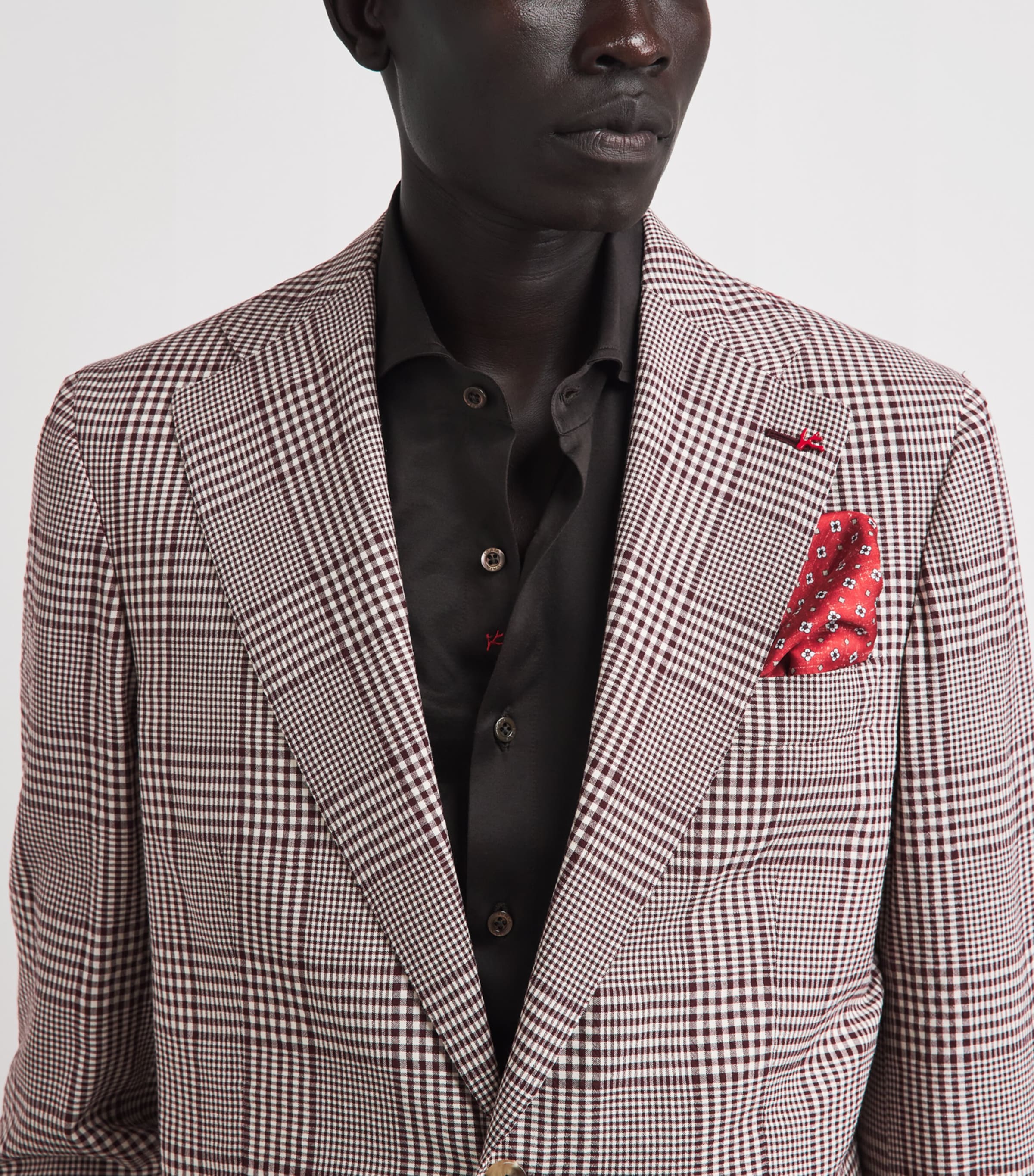 Isaia Mens Wool-Silk-Linen Check 2-Piece Suit Image 3