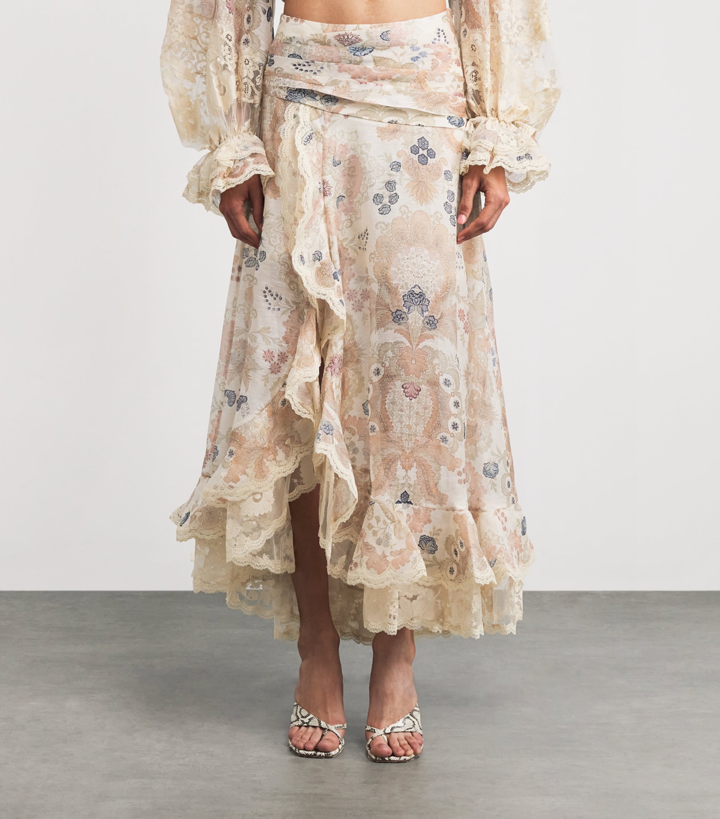 Linen-Silk Rebellion Maxi Skirt CRF CREAM FLORAL Image 3