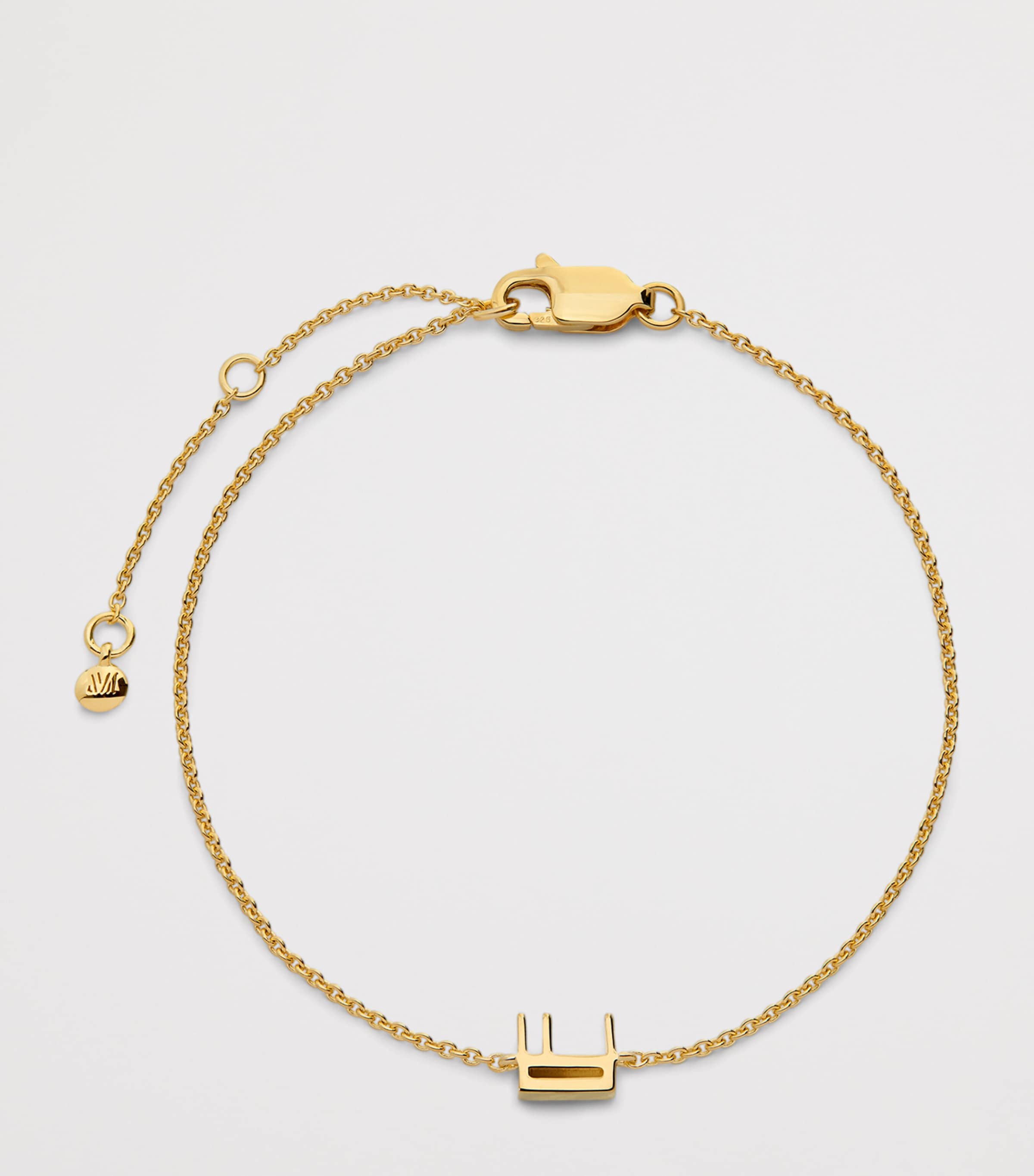 Monica Vinader E Initial Chain Bracelet Gold Image 2