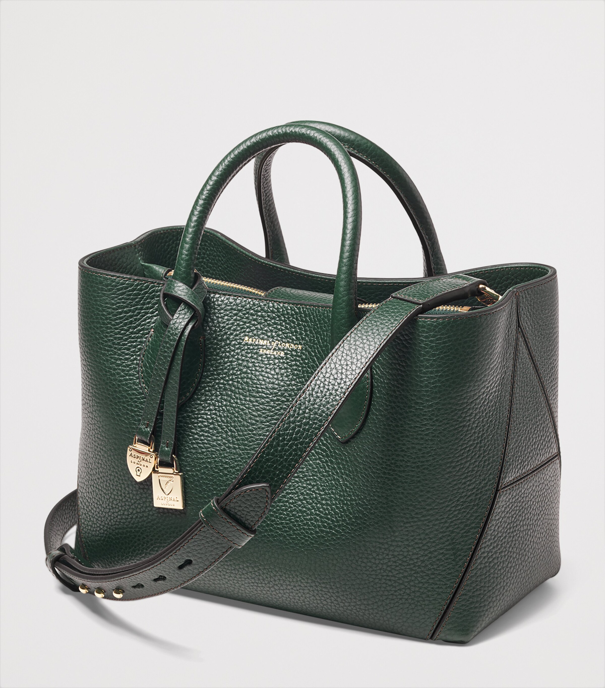 Aspinal Of London Midi Leather London Tote Bag Alpine Green Image 3
