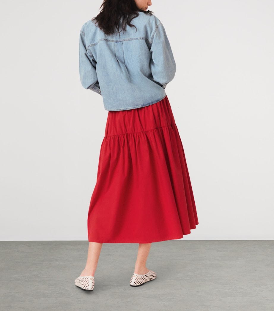 Maje Womens Gathered Maxi Skirt Red Image 4