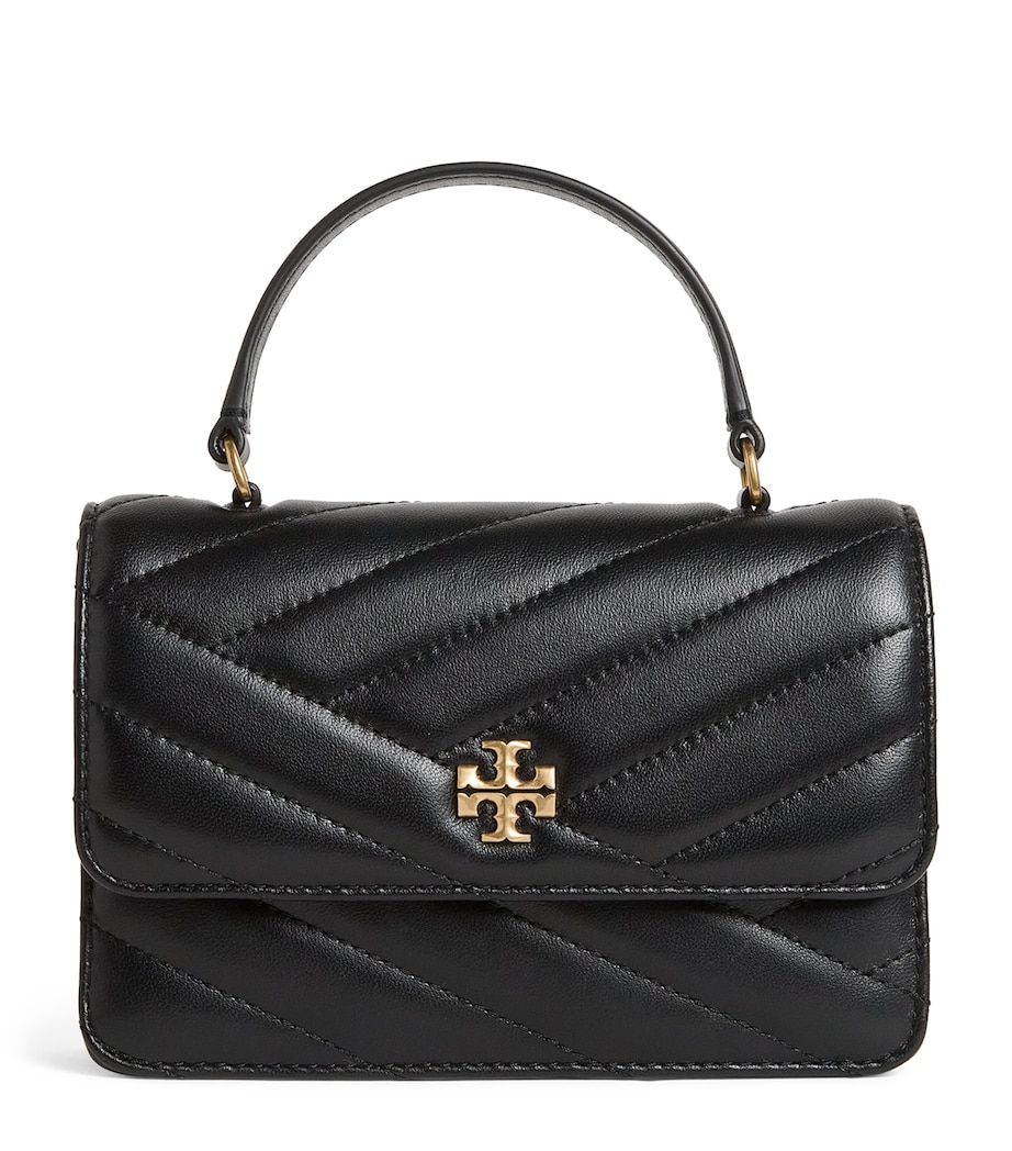 Leather Kira Chevron Top-Handle Bag BLACK Image 1