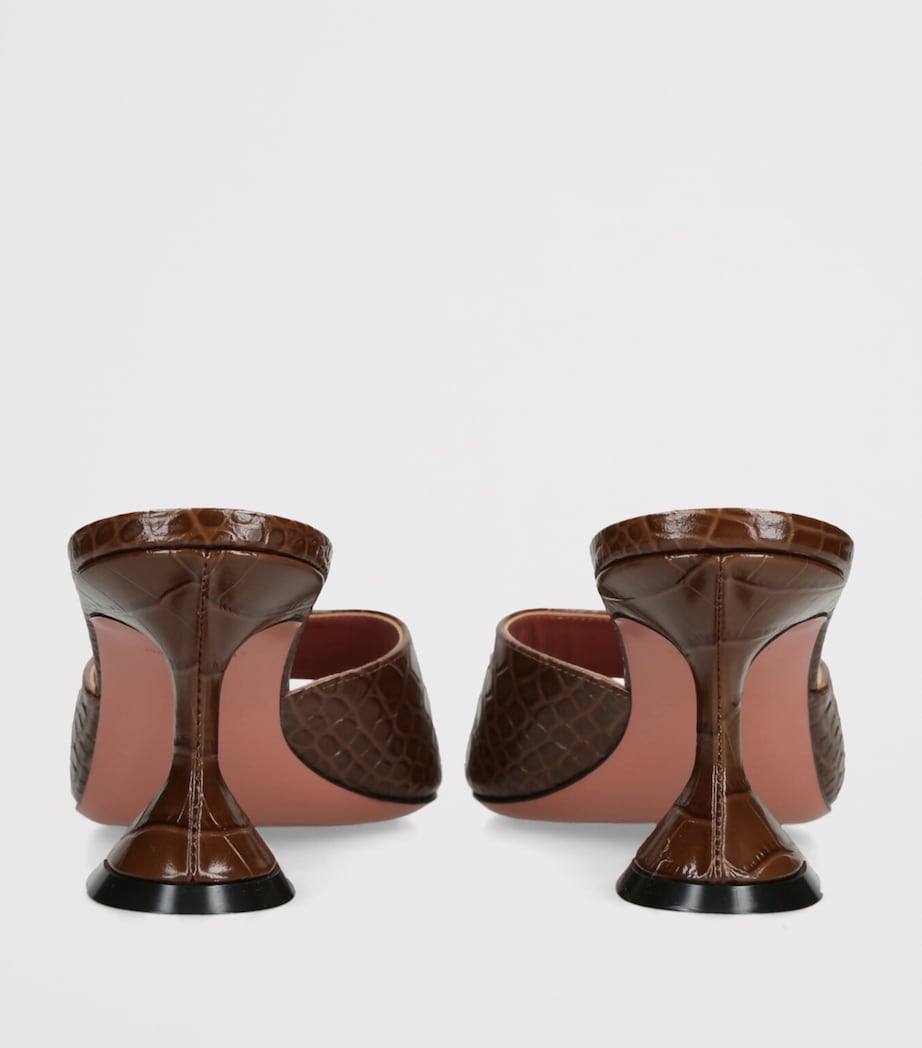 Amina Muaddi Croc-Embossed Leather Lupita Heeled Mules 70 Brown Image 2