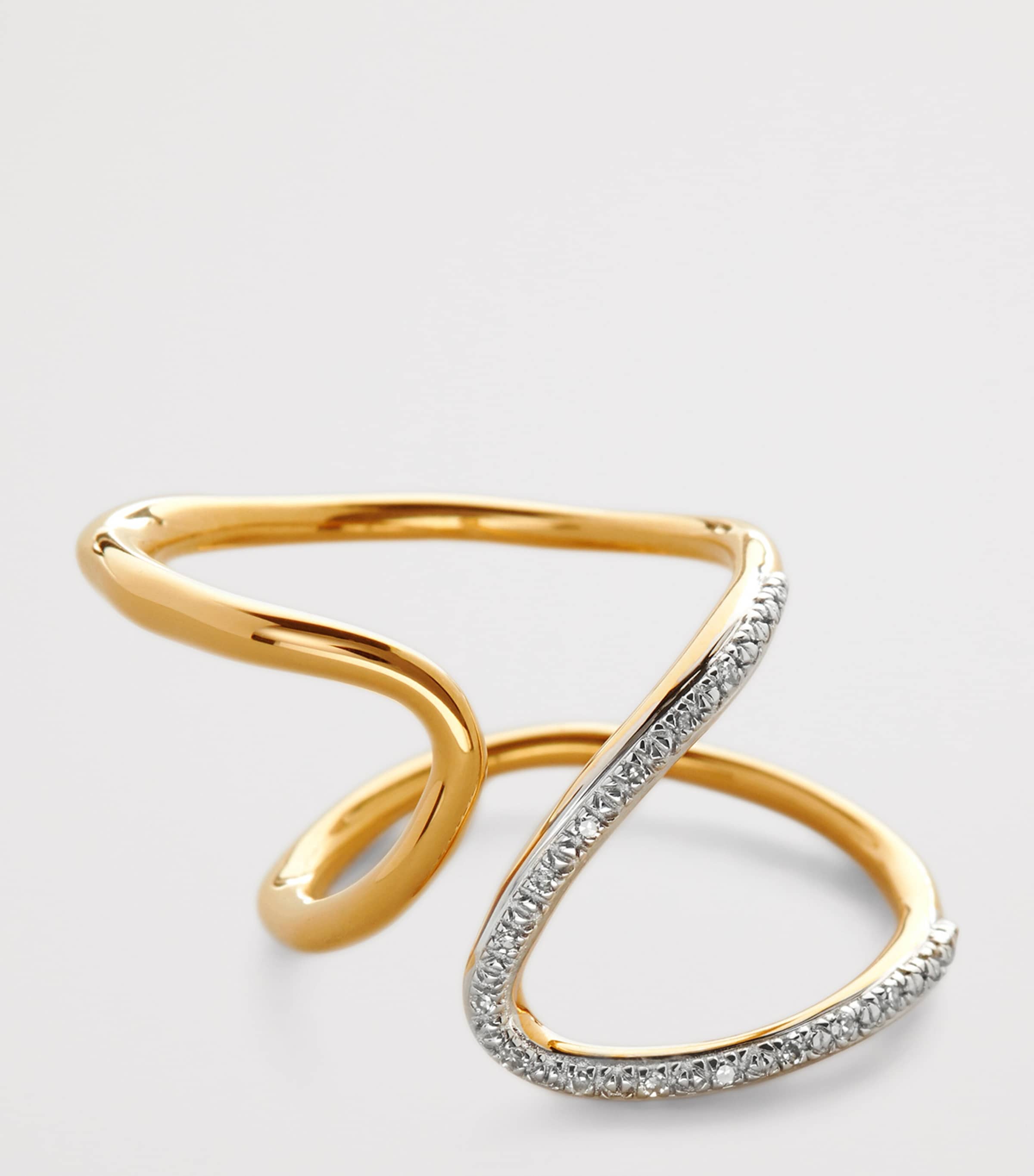 Monica Vinader Gold Vermeil and Diamond Riva Open Wrap Ring
