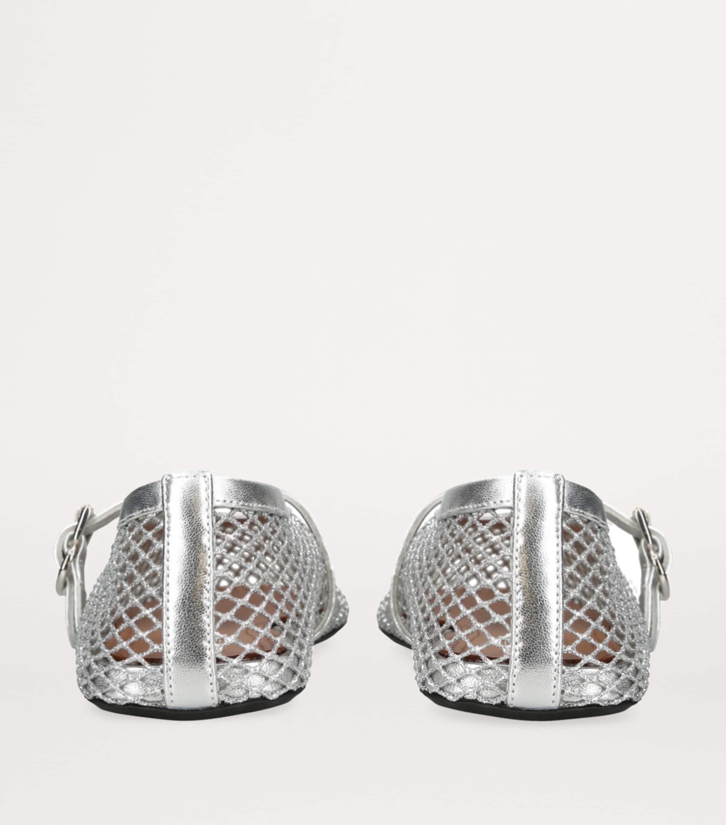Alaïa Leather Mesh Ballet Flats Silver Image 2