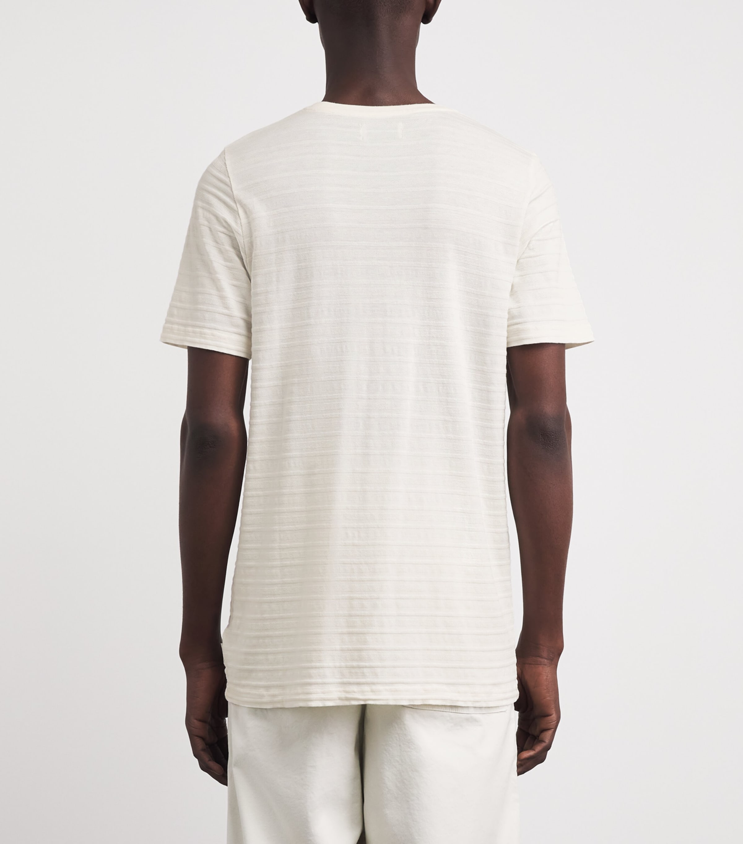 Oliver Spencer Mens Organic Cotton Jacquard T-Shirt Cream Image 5