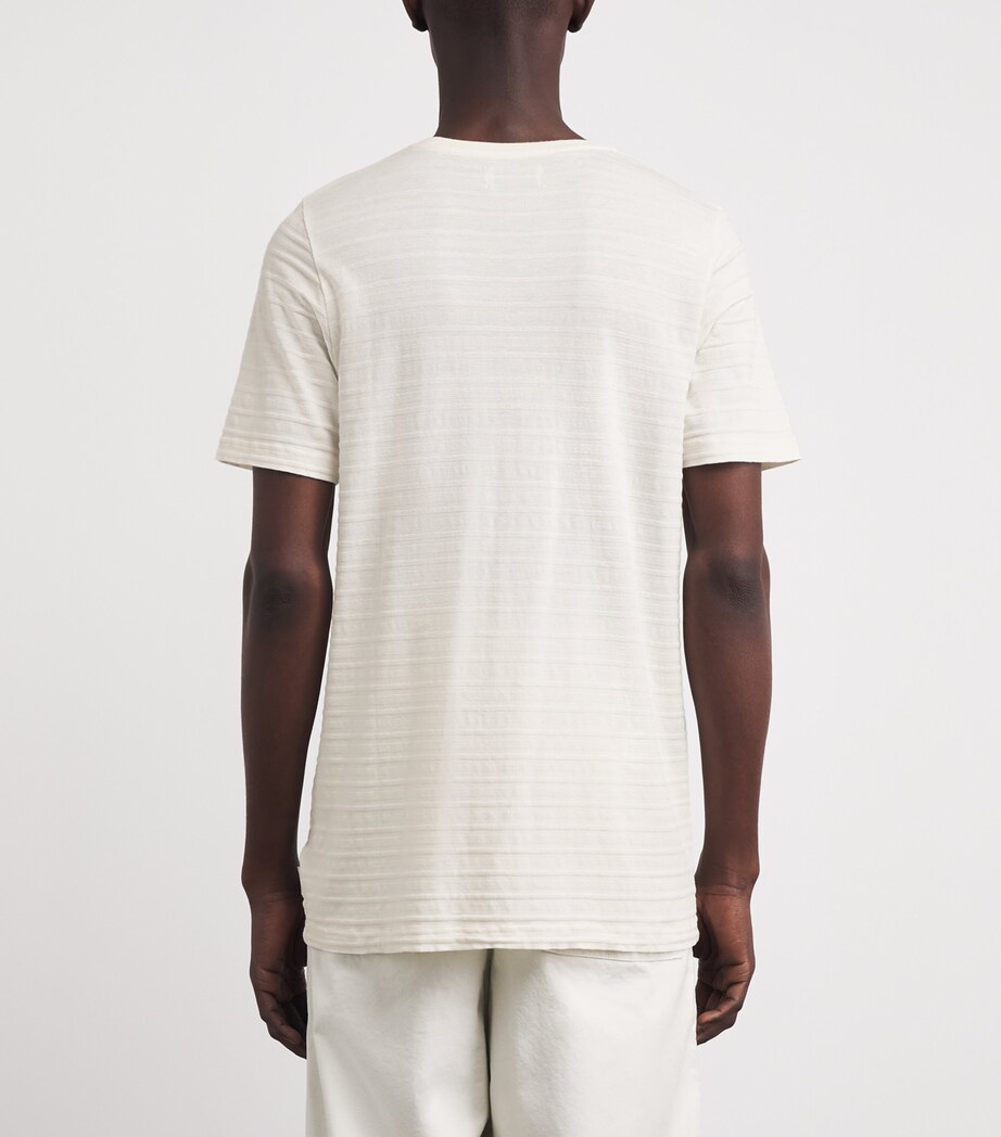Oliver Spencer Mens Organic Cotton Jacquard T-Shirt Cream Image 5
