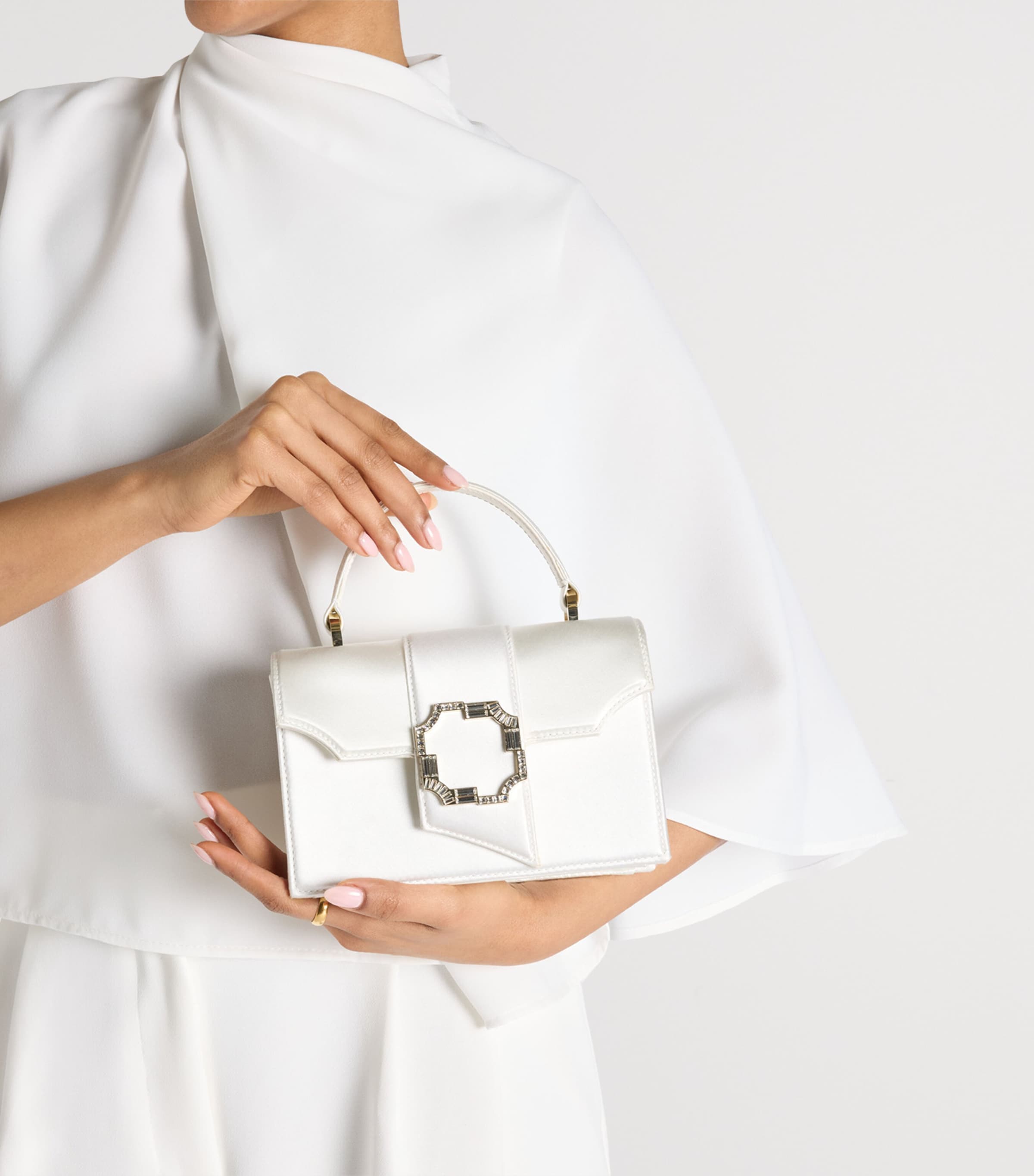 Malone Souliers Mini Satin Audrey Top-Handle Bag Ivory Image 2