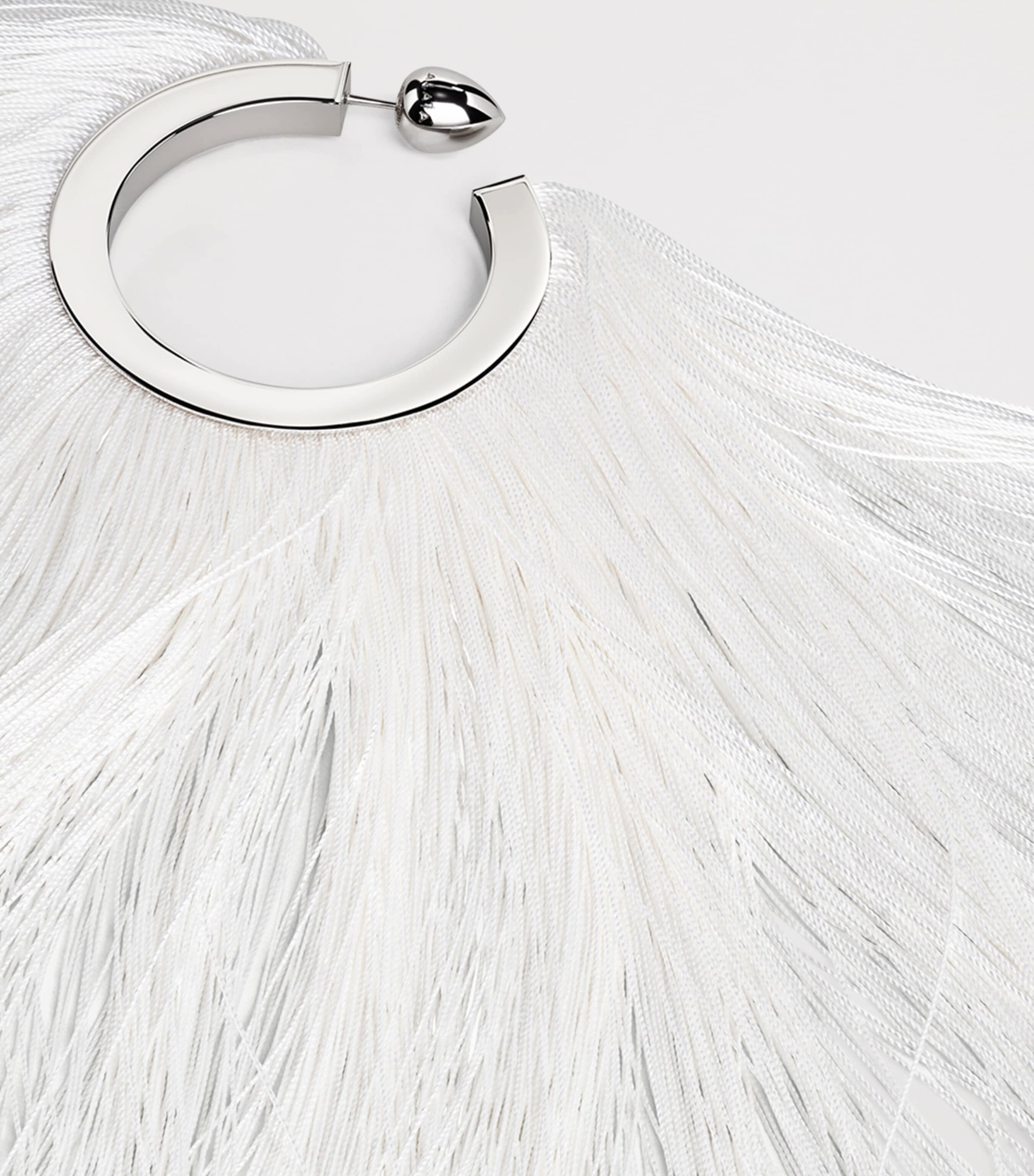 Alaïa Fringe Pendant Hoop Earrings Blanc Creme Image 3