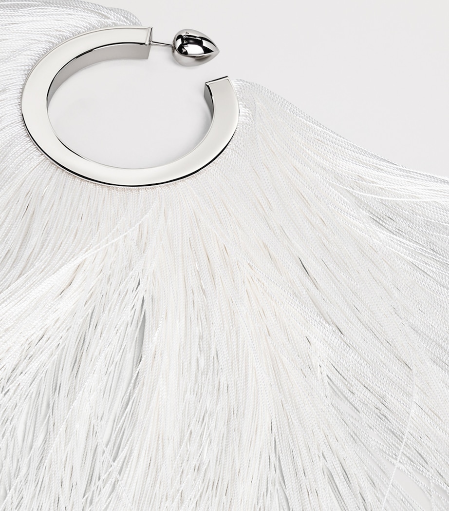 Alaïa Fringe Pendant Hoop Earrings Blanc Creme Image 3