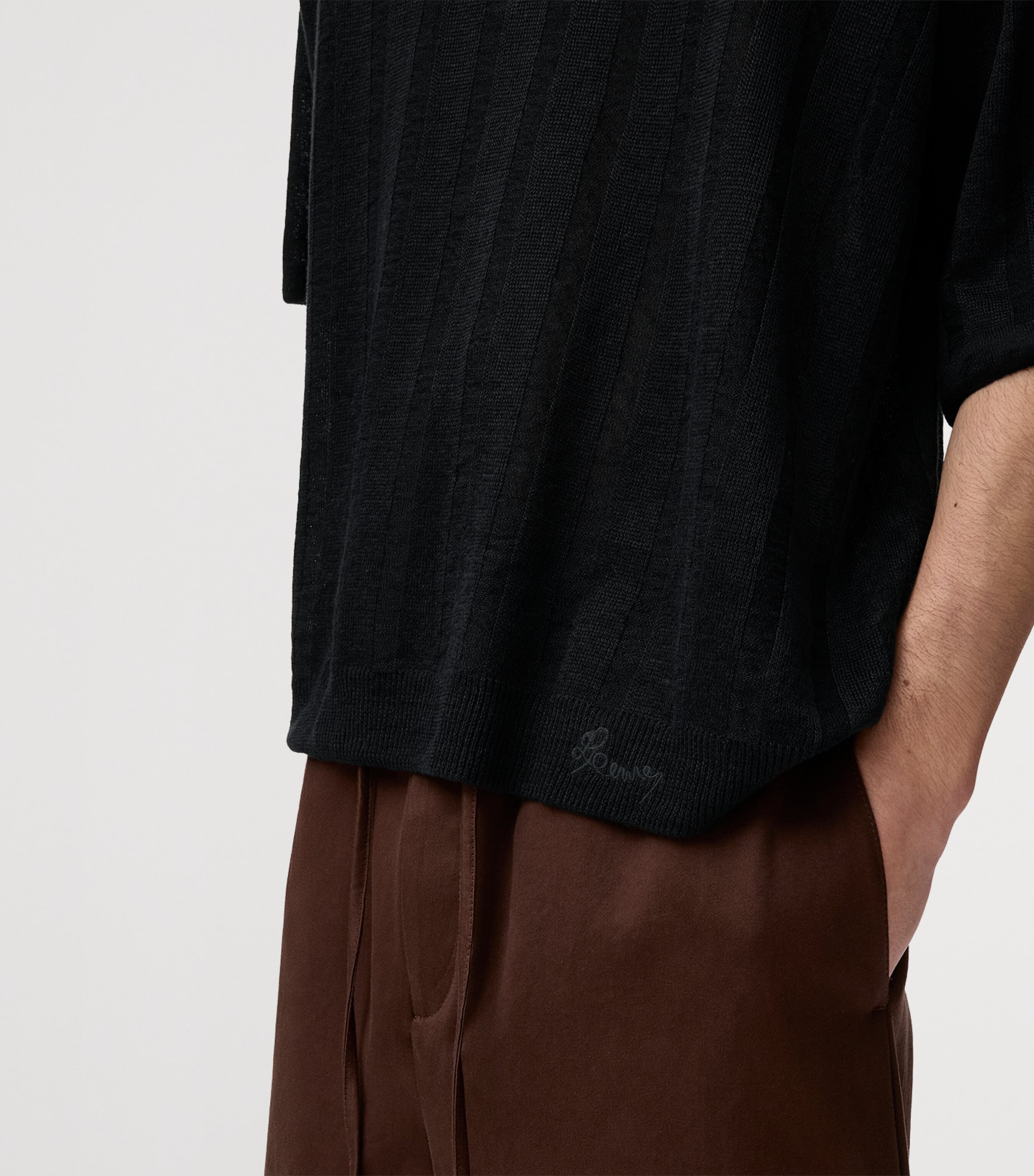 LOEWE Mens x Paula’s Ibiza Linen-Blend T-Shirt Black Image 5