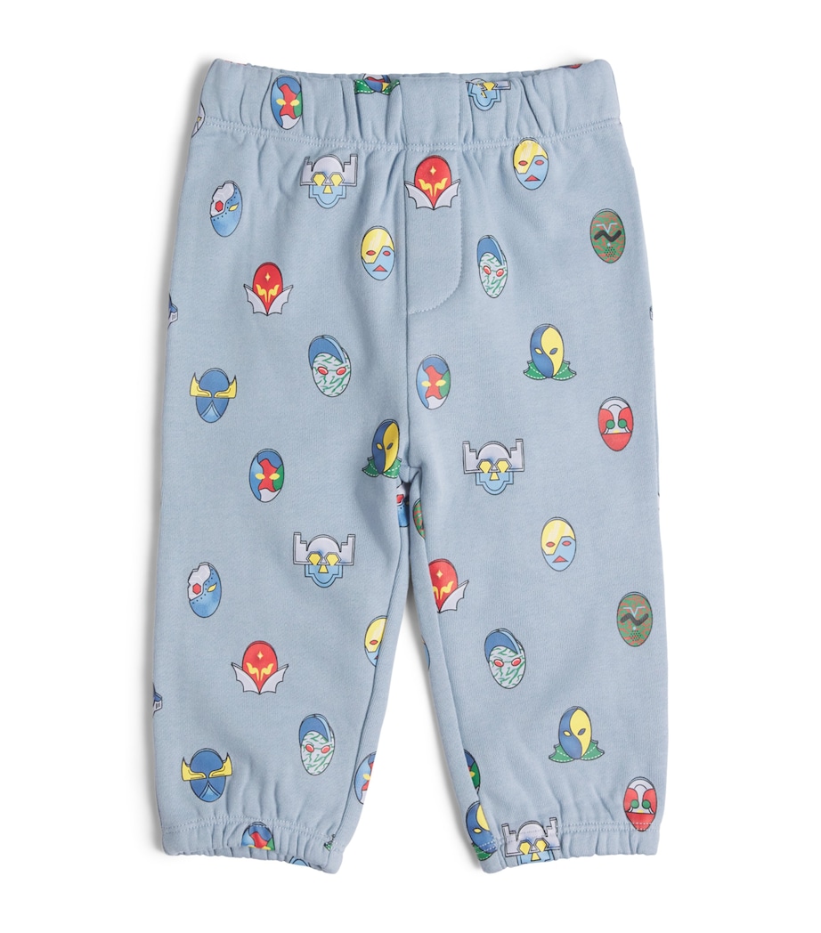 Stella McCartney Kids Cotton Superhero Sweatpants (6-36 Months) Blu Nebbia/multi Image 1