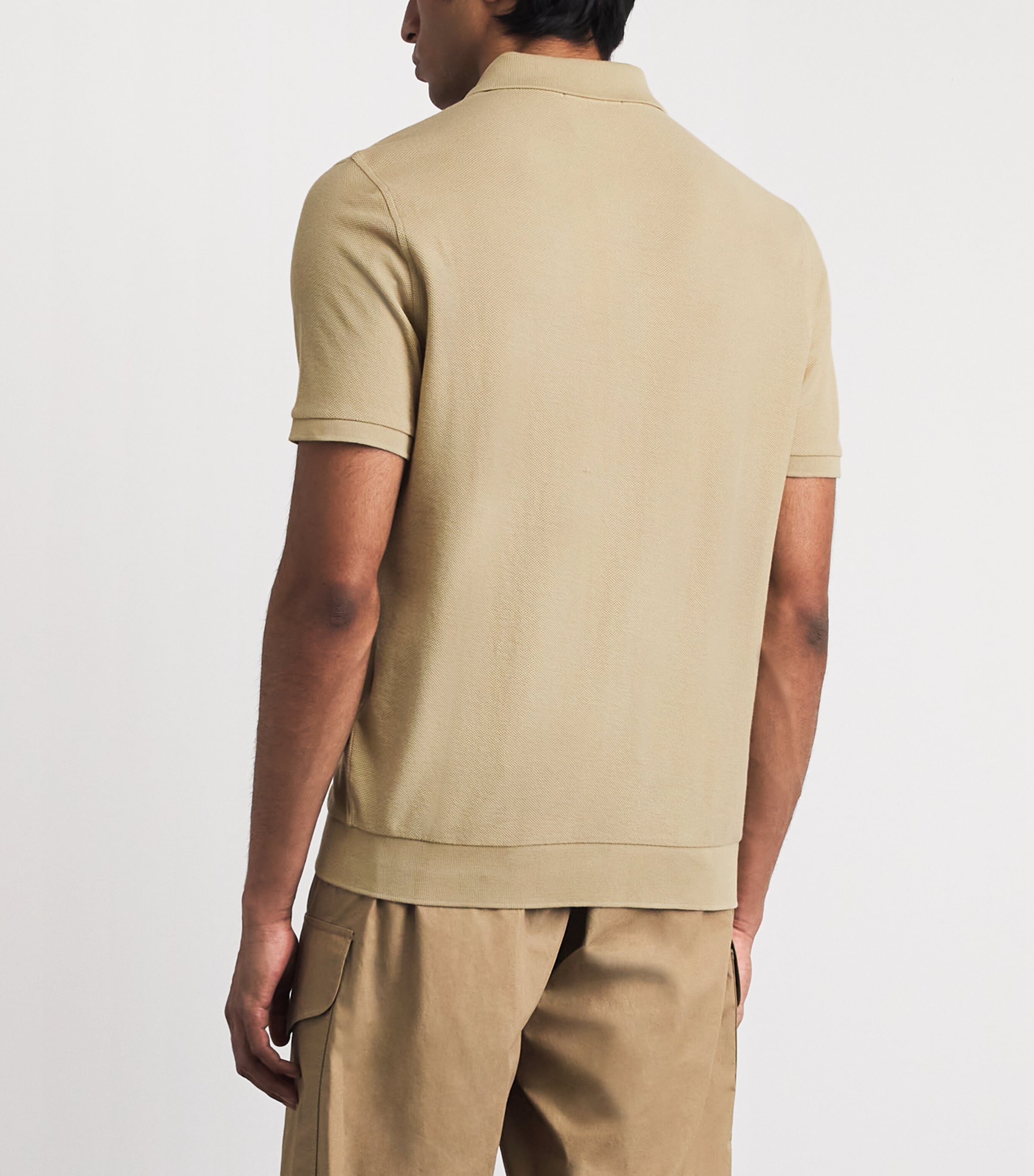 Polo Ralph Lauren Mens Cotton Honeycomb Polo Shirt Coastal Beige Image 5