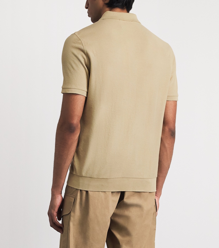 Polo Ralph Lauren Mens Cotton Honeycomb Polo Shirt Coastal Beige Image 5