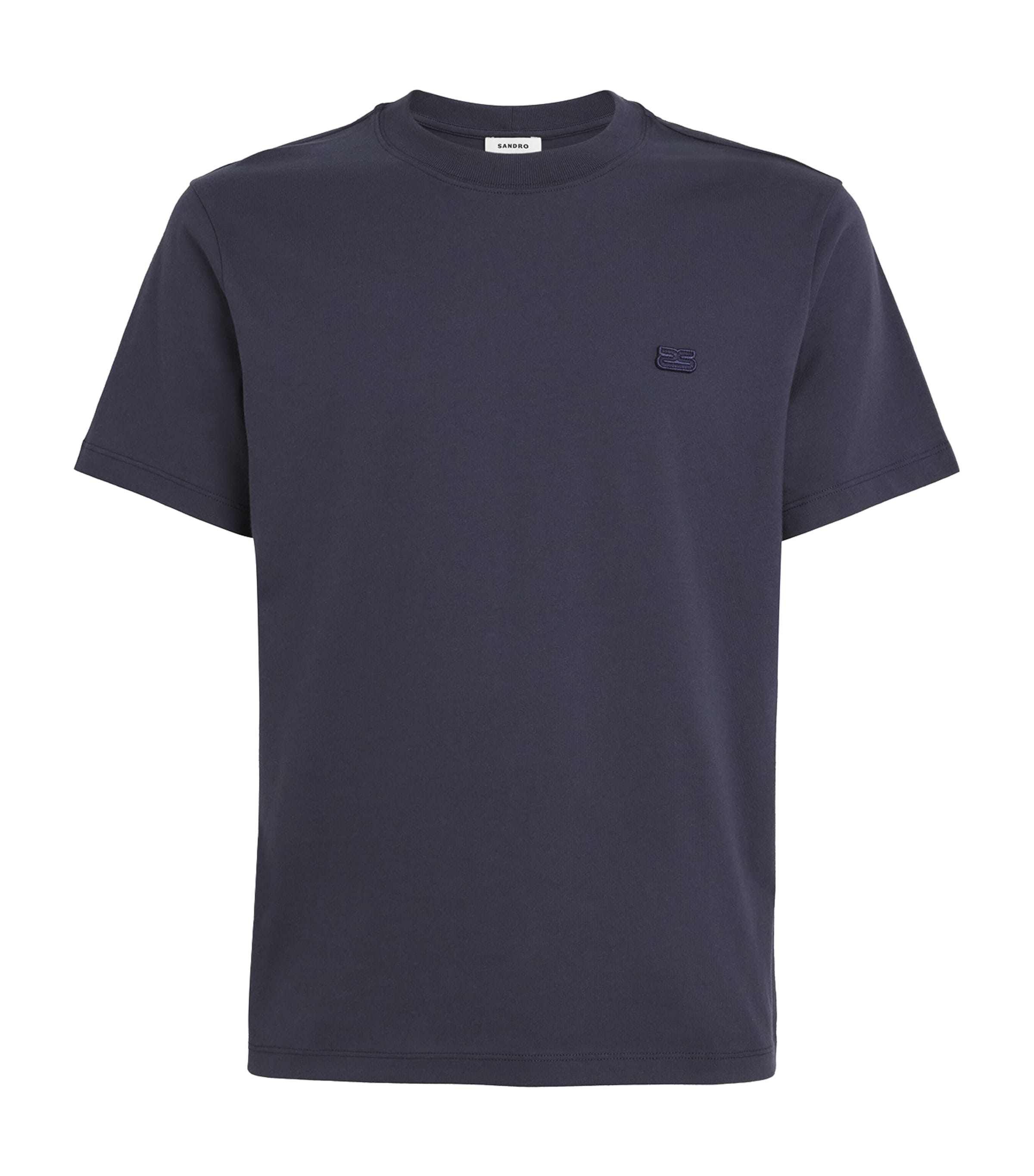 Sandro Paris Mens Cotton Logo T-Shirt Navy Blue Image 1