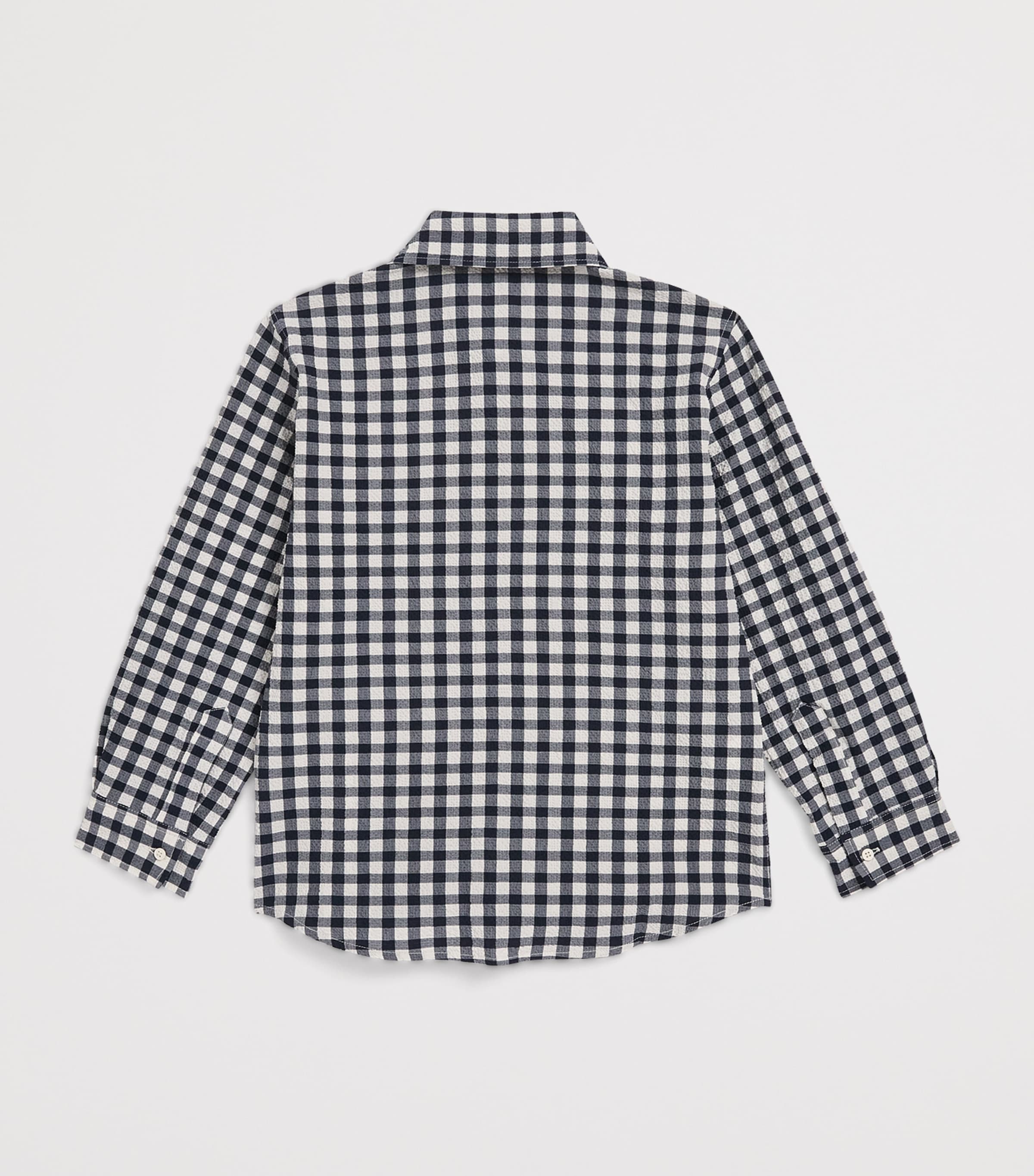 Il Gufo Cotton Gingham Print Shirt (3-12 Years) Blue Image 2