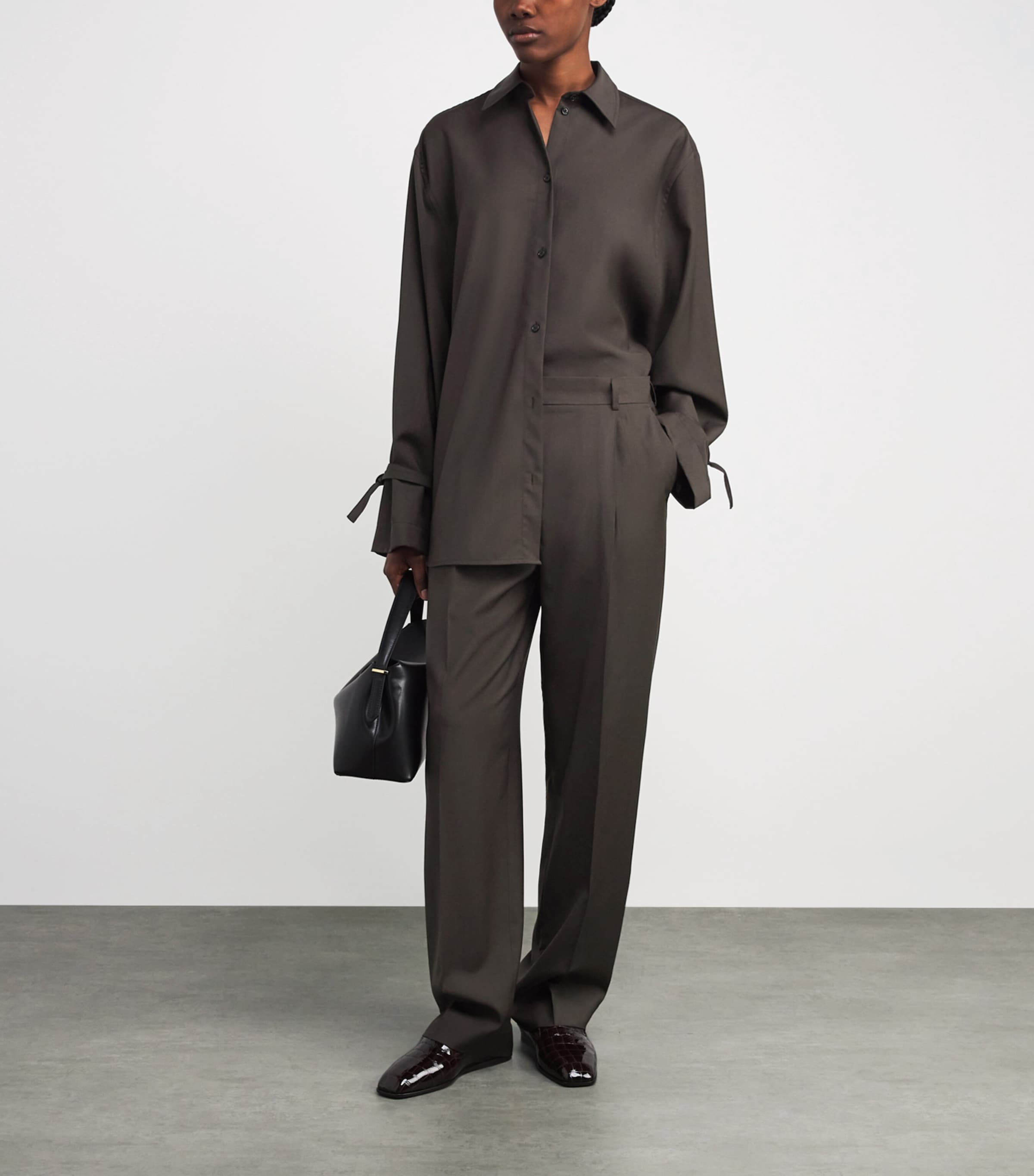 Wool Pleated Trousers 273 PEPPER Image 2