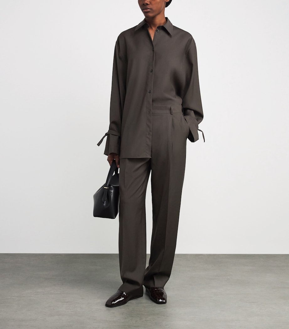 Wool Pleated Trousers 273 PEPPER Image 2