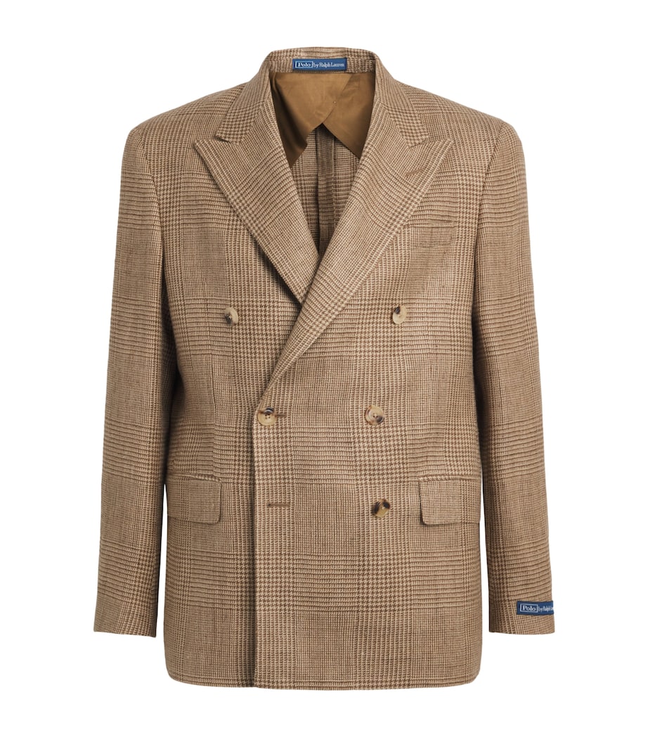 Polo Ralph Lauren Mens Linen-Silk-Wool Glenplaid Blazer Brown/tan Image 1