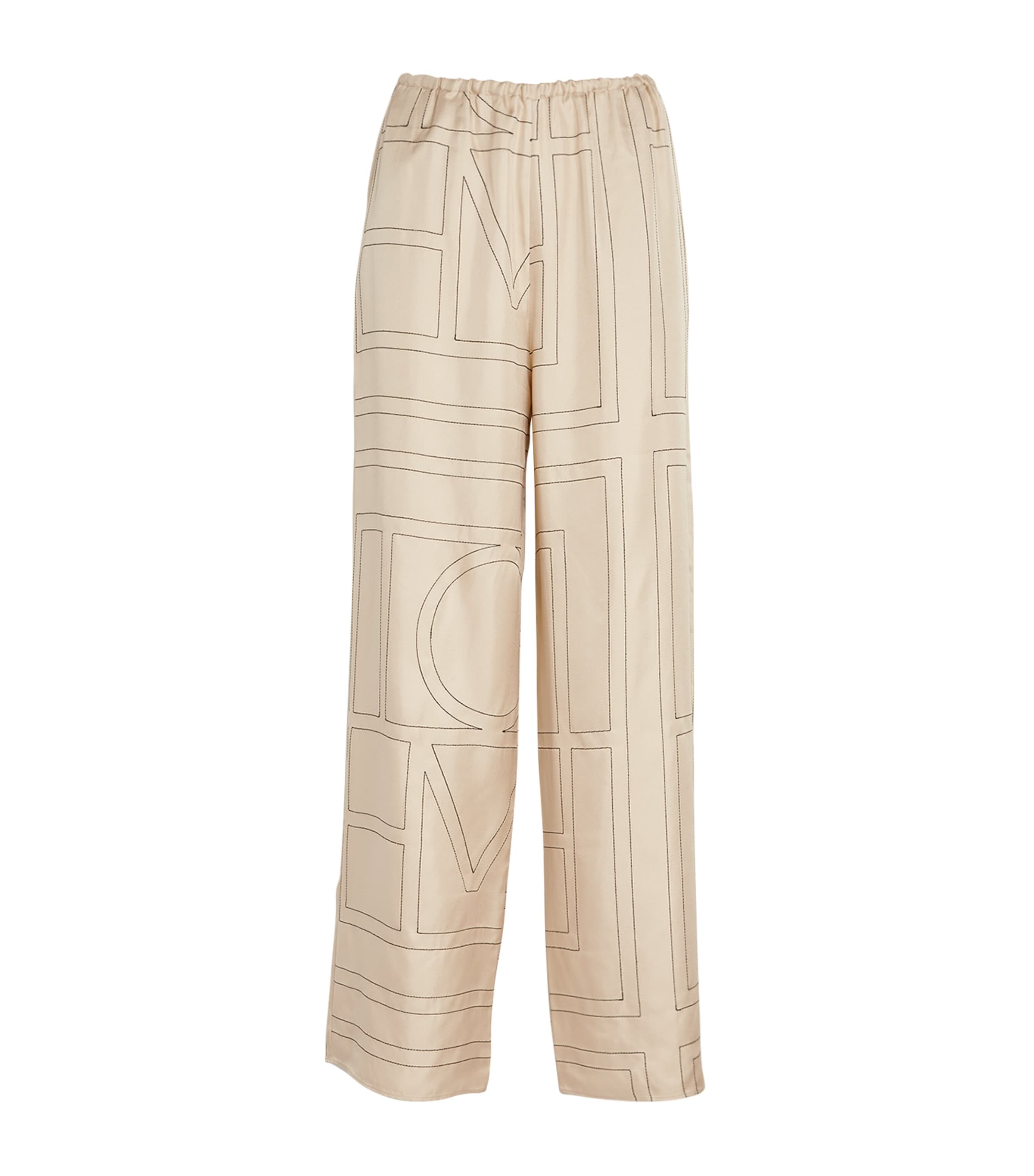 【toteme】モノグラムシルクパンツ Totême Silk Monogram Trousers | Harrods US