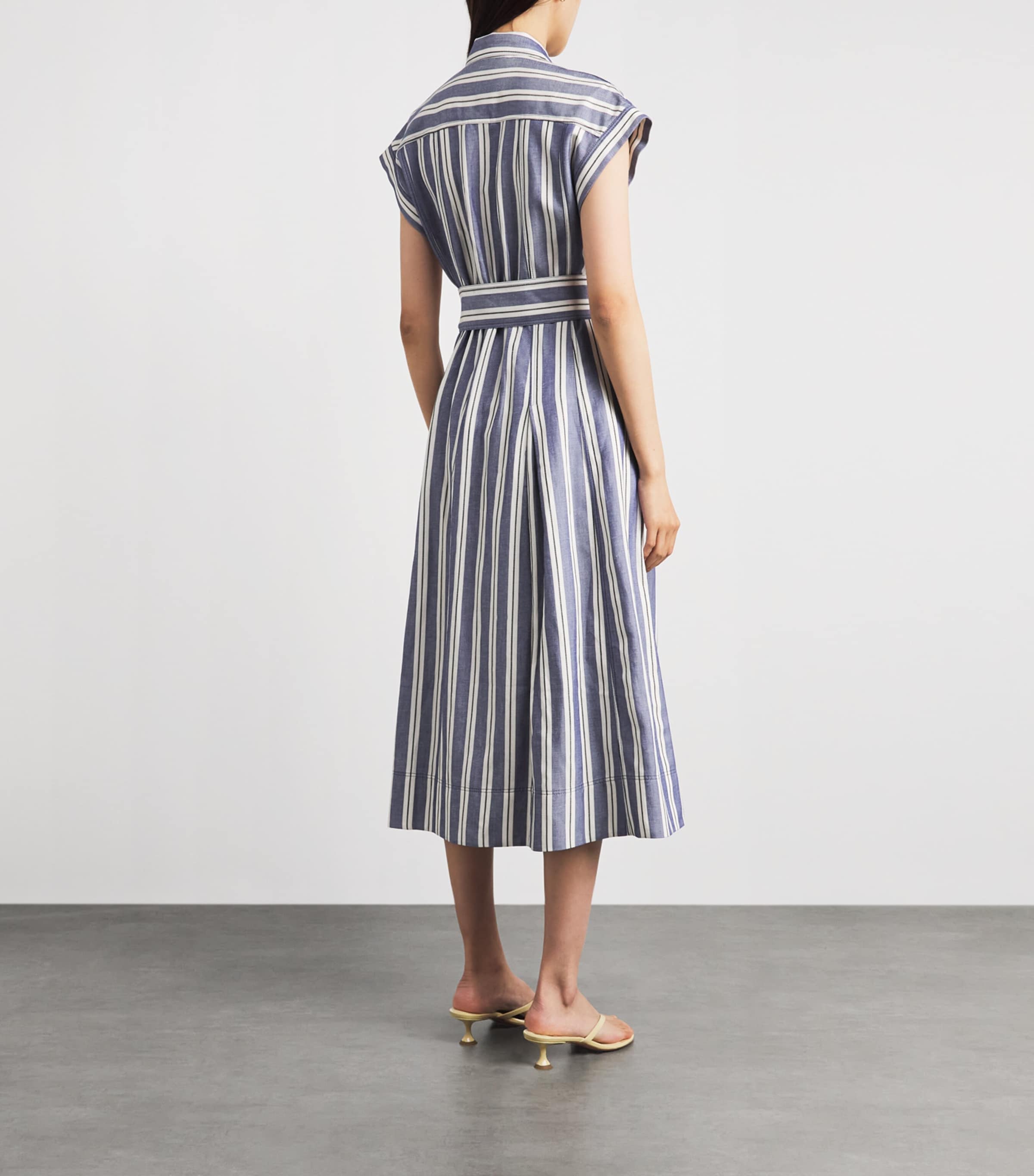 ME+EM Womens Stripe Midi Shirt Dress Blue/multi Image 4