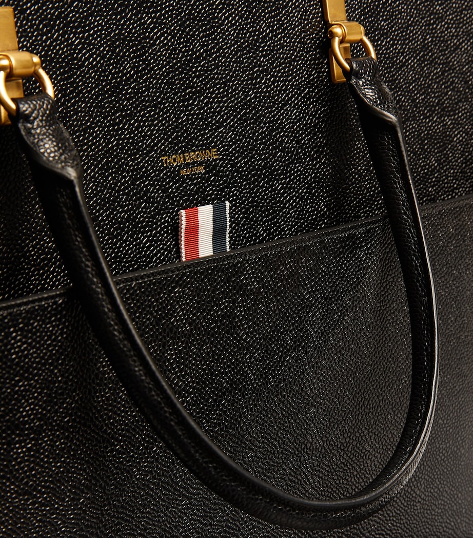 Large Leather Duet Tote Bag BLACK Image 3