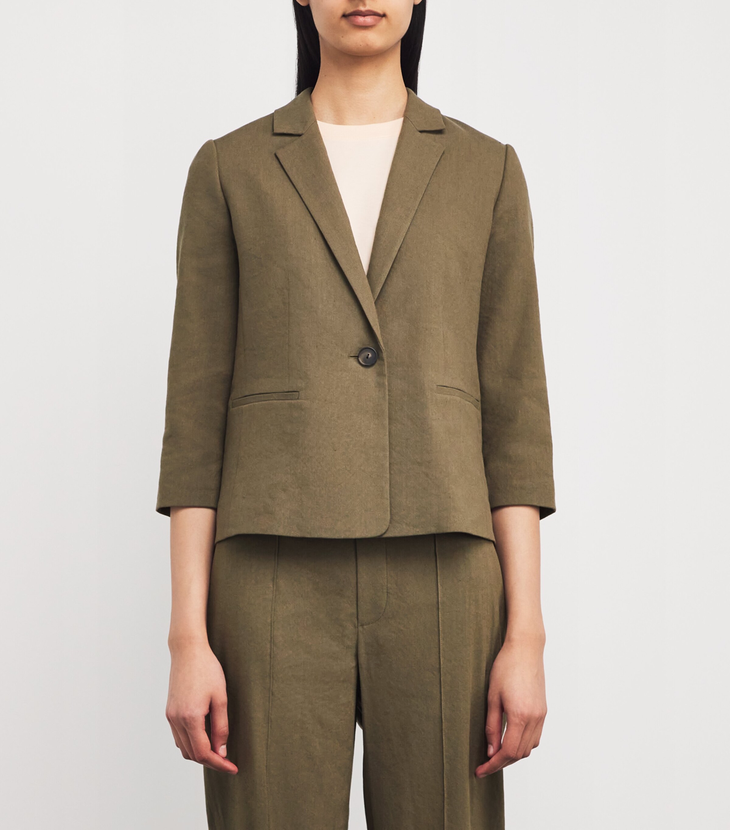 Linen-Blend Shrunken Blazer 309MSS Image 3
