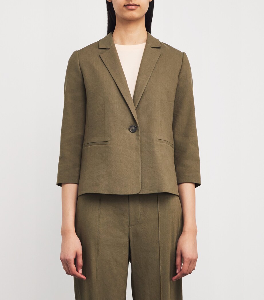 Linen-Blend Shrunken Blazer 309MSS Image 3