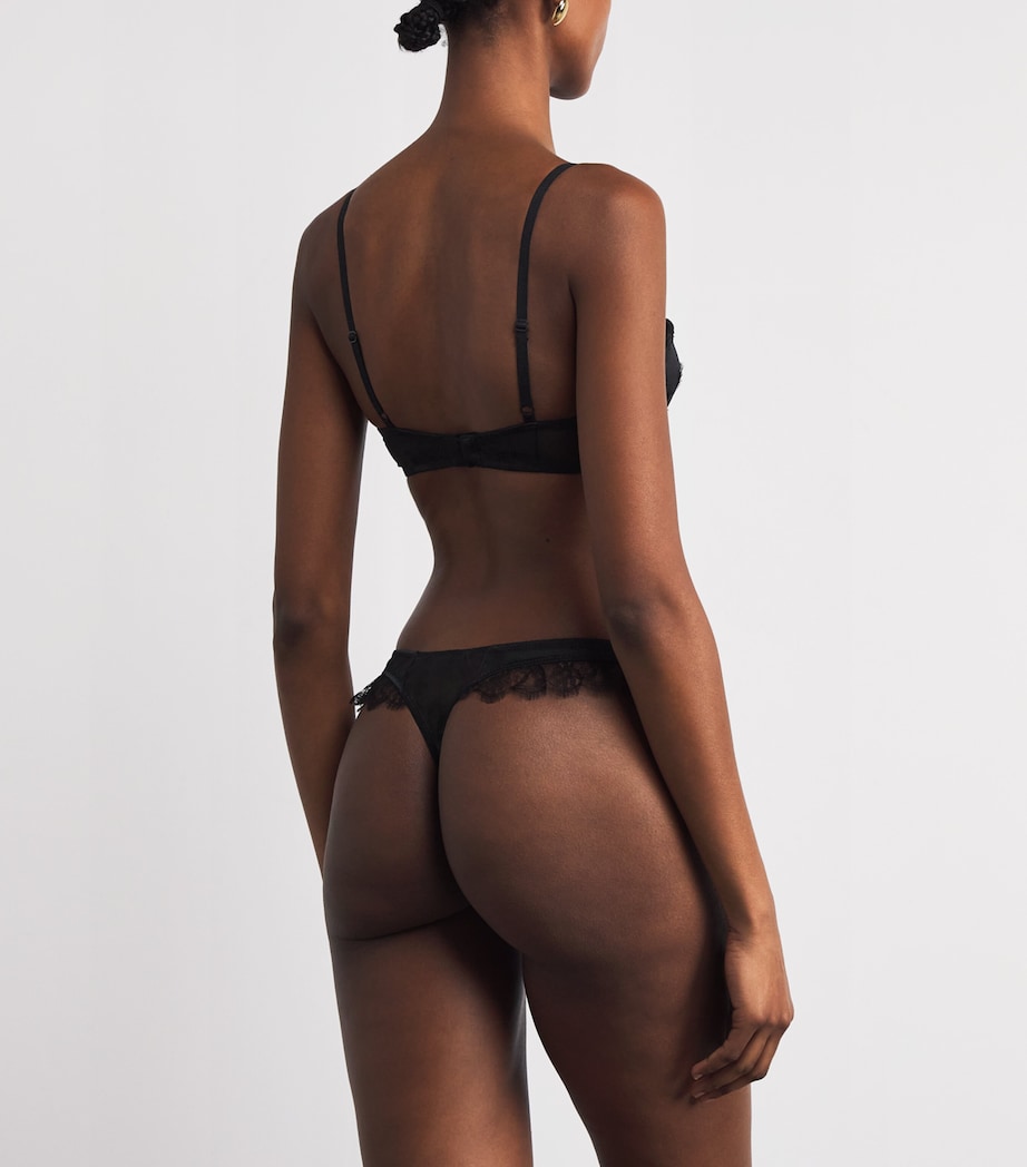 Kiki de Montparnasse Womens Stretch-Silk Lace-Insert Bra Black Image 3