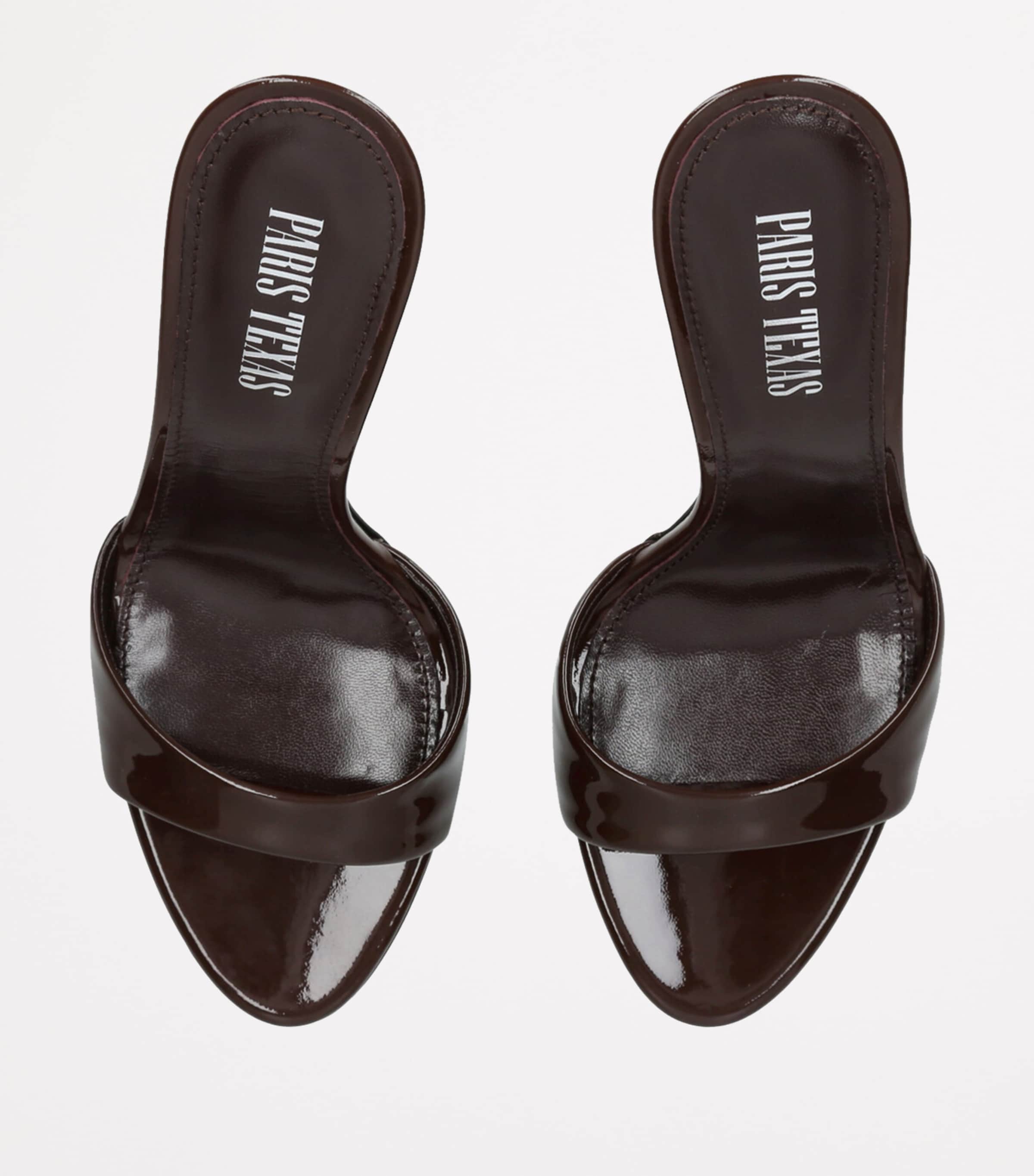 Patent Leather Lidia Mules 105 DARK BROWN Image 4