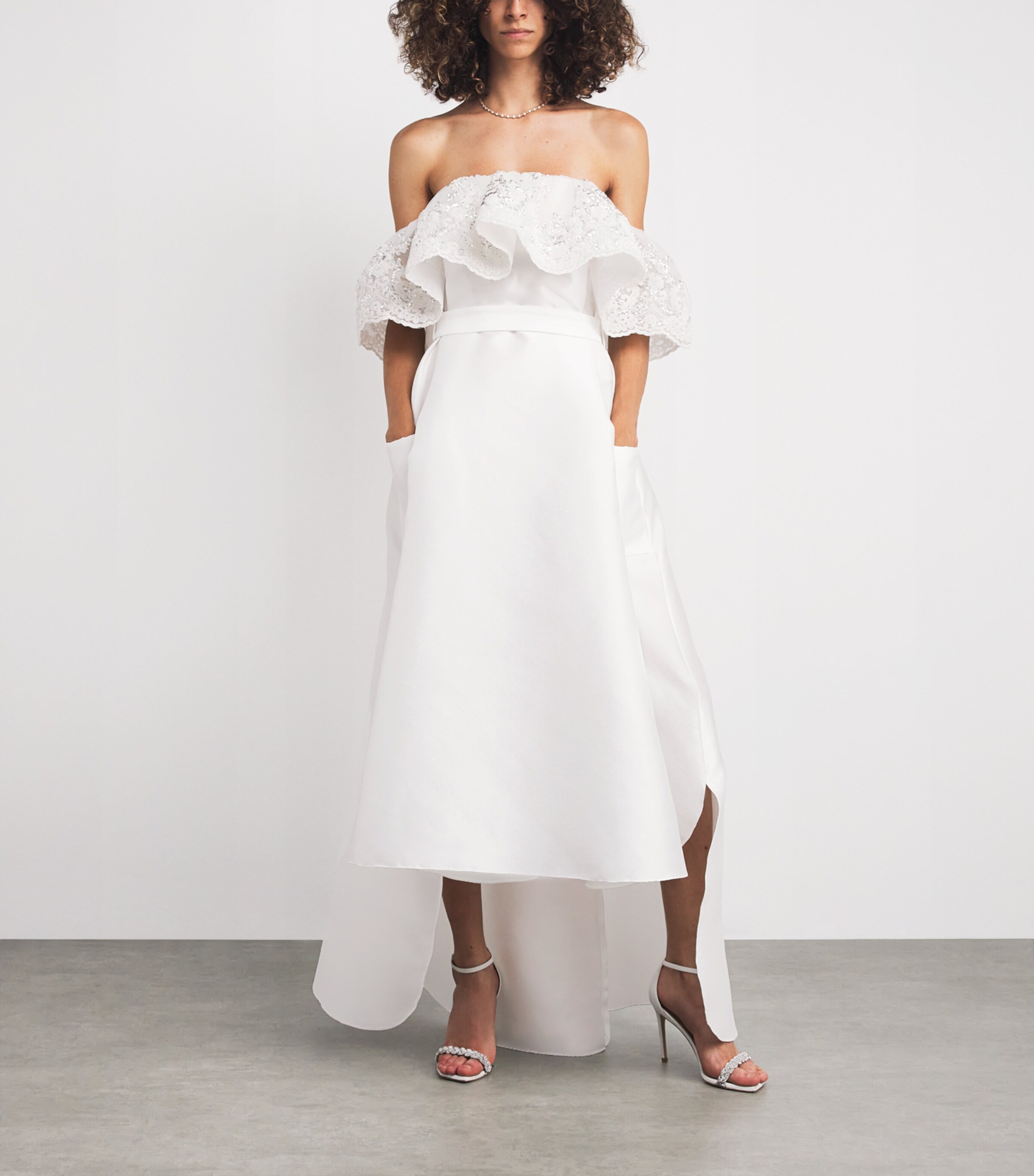 Sequinned Off-The-Shoulder Gown 01 WHITE Image 2