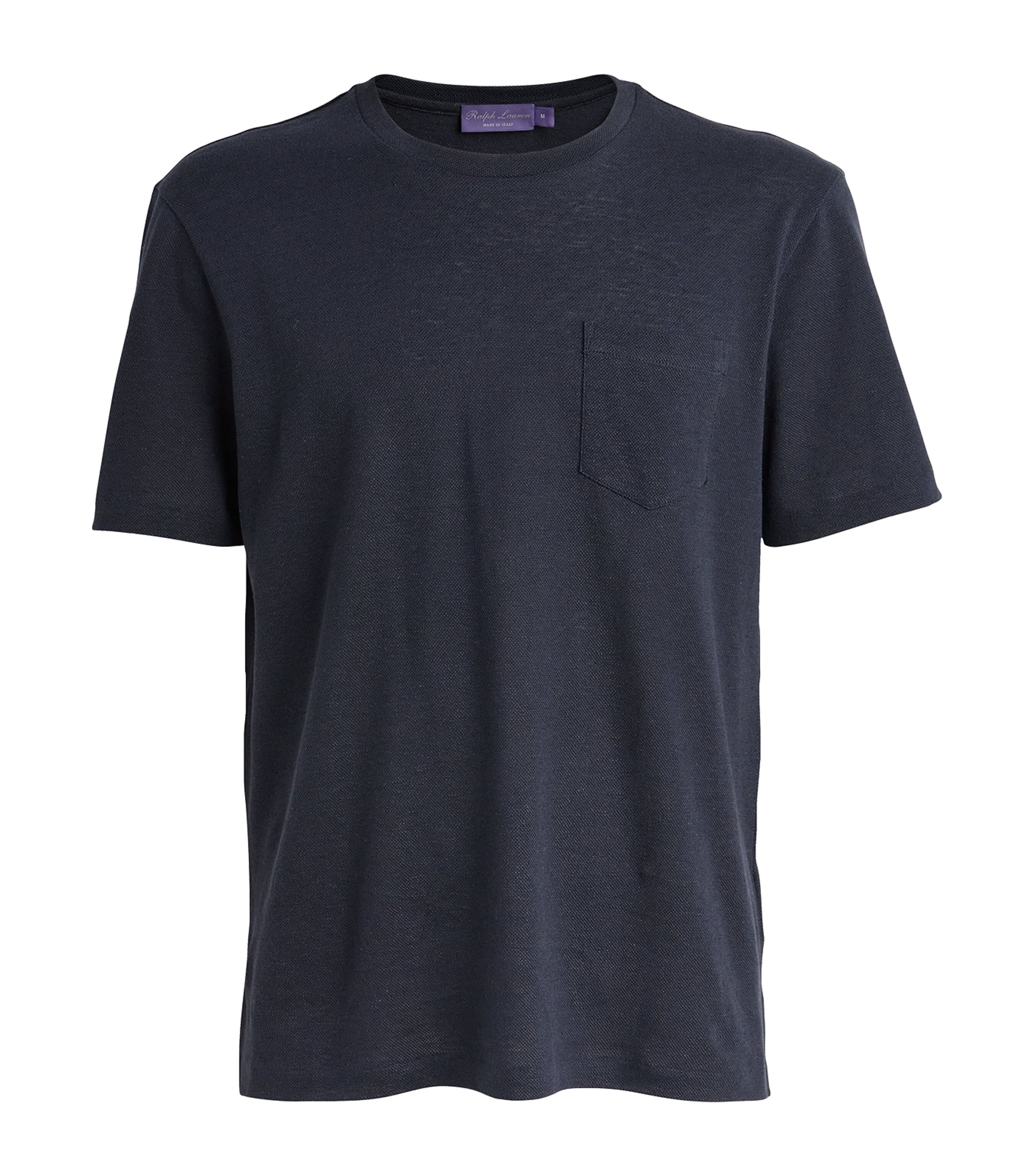 Shop Ralph Lauren Purple Label Linen-cotton T-shirt In Navy