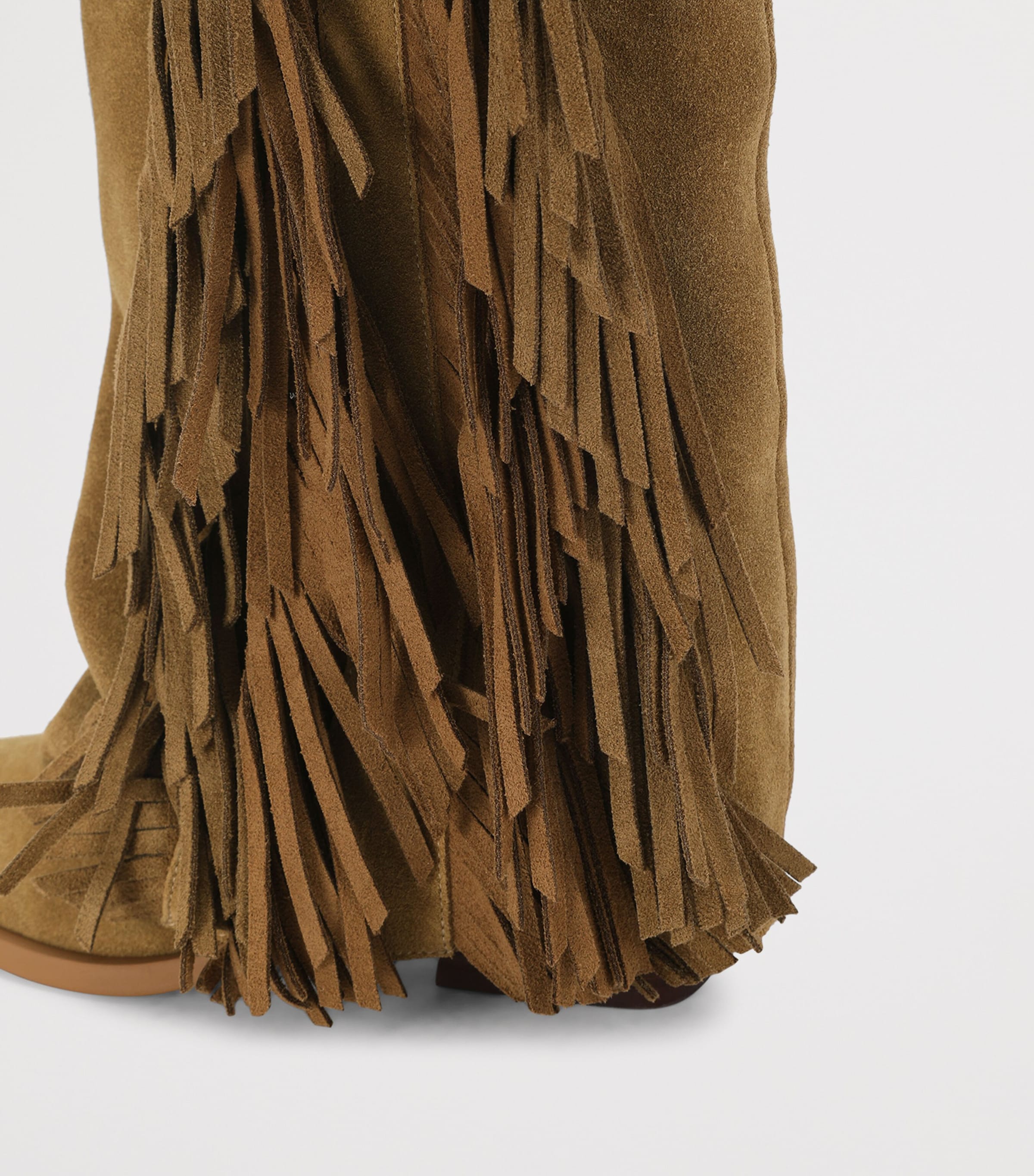 Kurt Geiger London Suede Gaiter Fringe Cowboy Boots Tan Comb Image 4