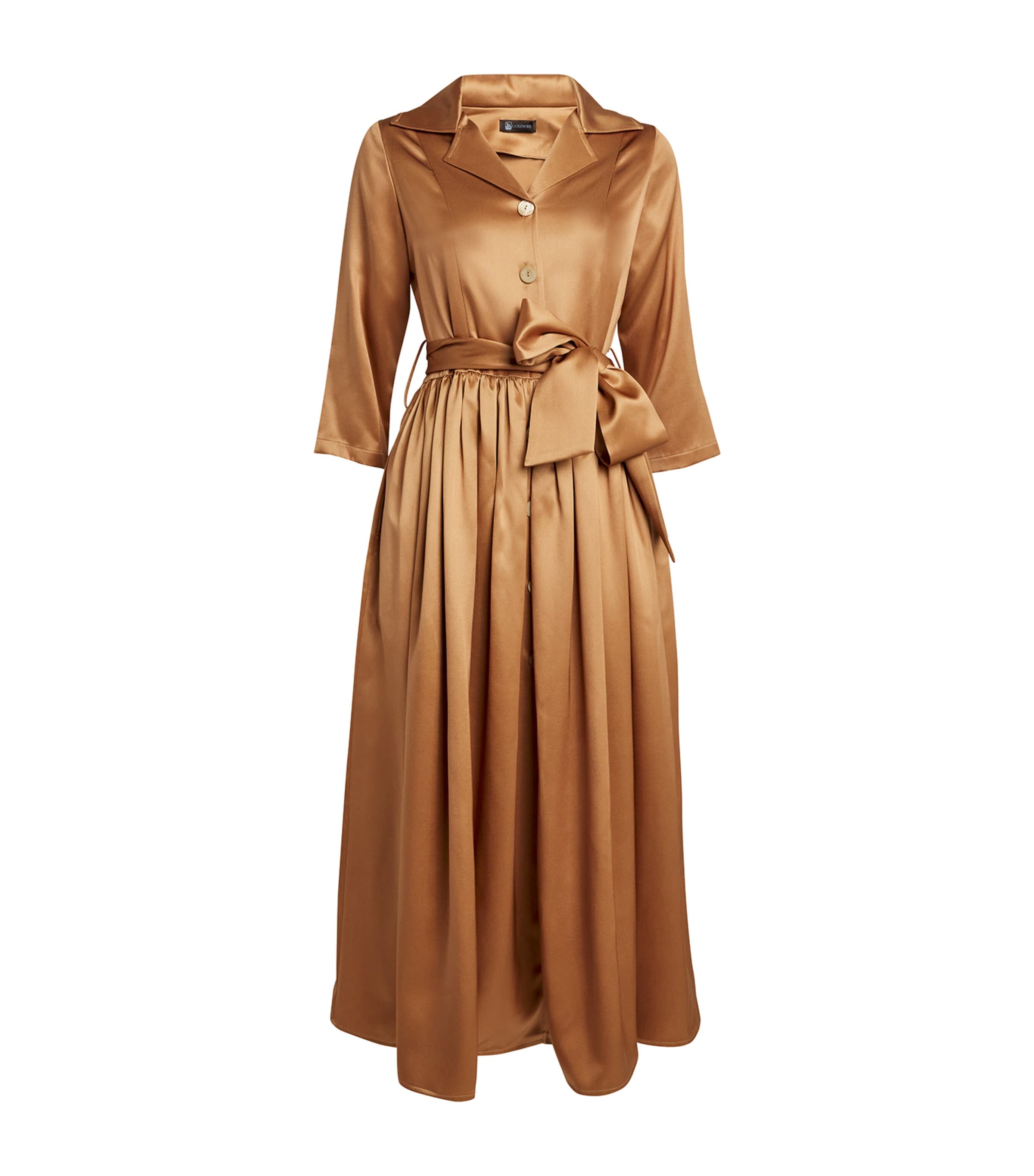 Colombo Silk Belted Midi Shirt Dress In Neutral