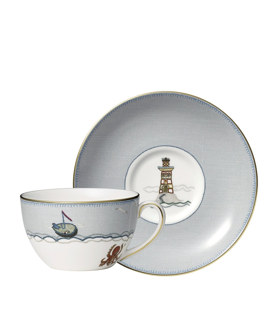 Wedgwood x Kit Kemp Sailor’s Farewell Breakfast Cup and Saucer Blue Image 1