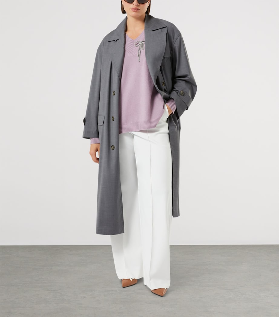 Marina Rinaldi Womens Cashmere V-Neck Sweater Lilac Image 4