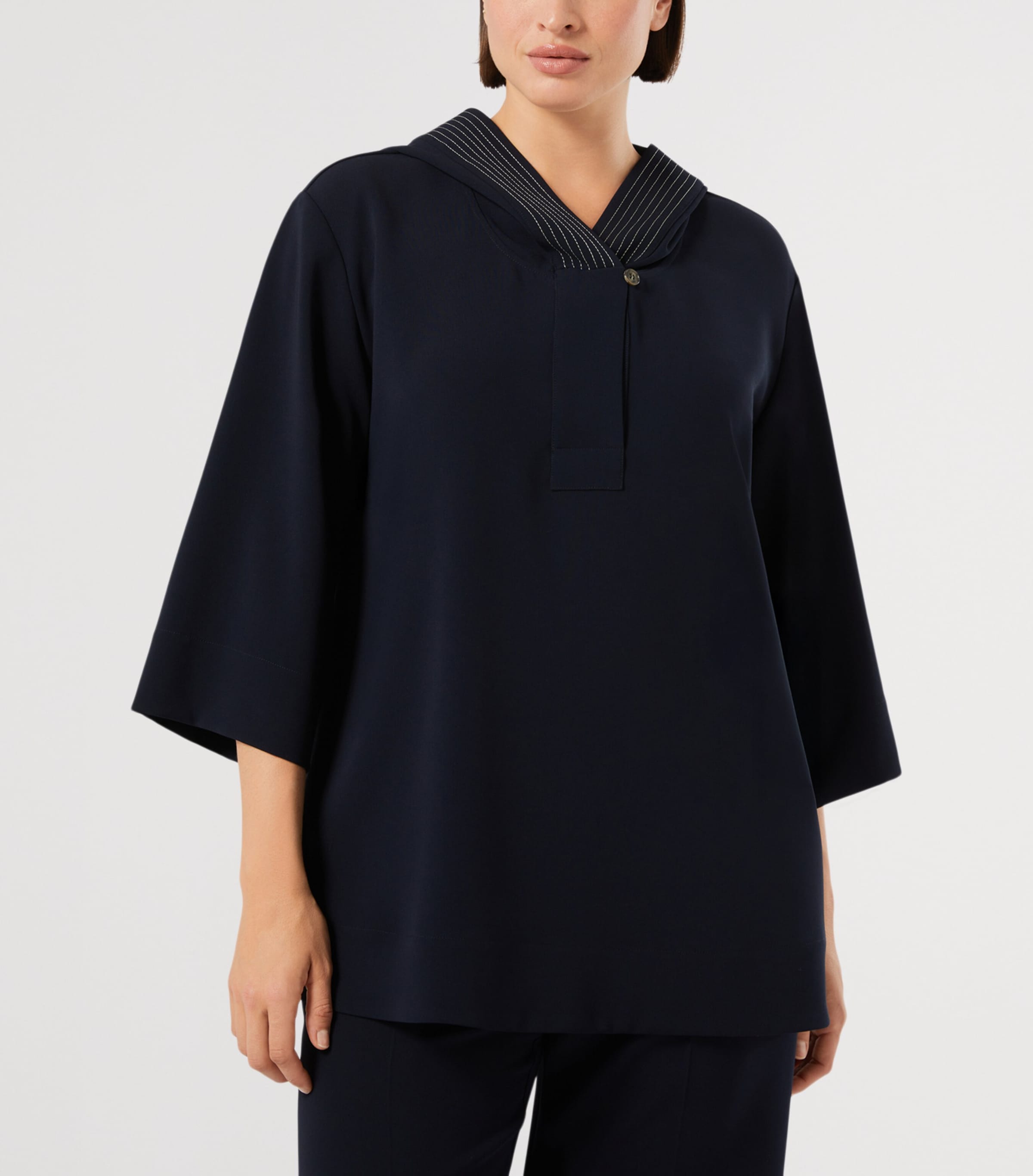 Marina Rinaldi Womens Cotton Hooded Blouse Midnightblue Image 3