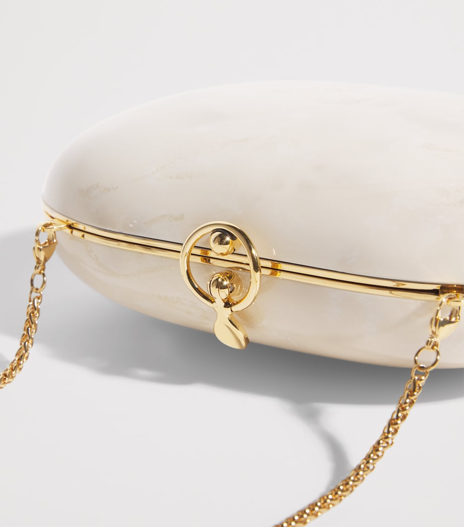 Jeffrey Levinson Oval Elina Clutch Bag Cream & Gold Image 6