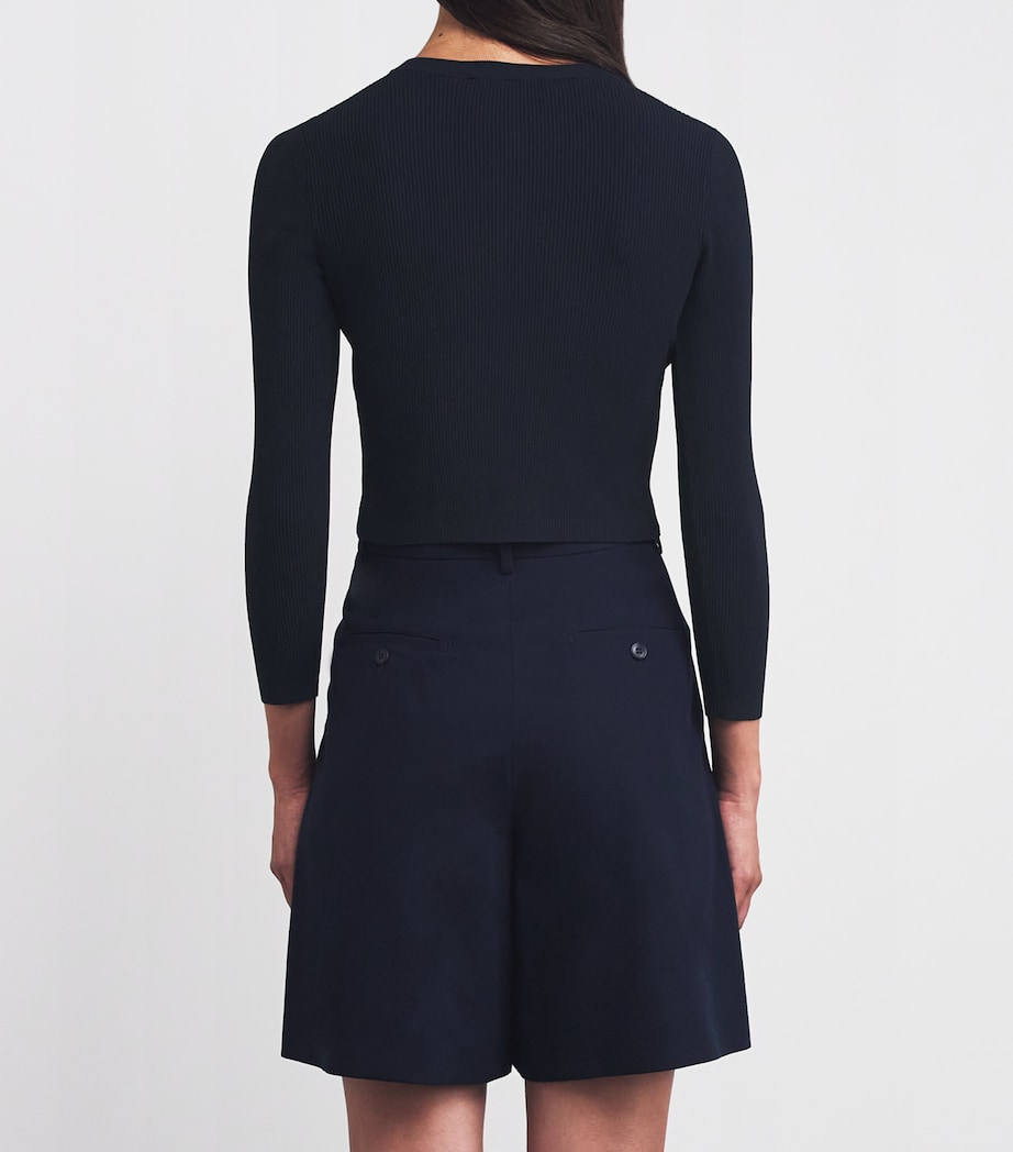 Rib-Knit Cropped Cardigan NAVY Image 4