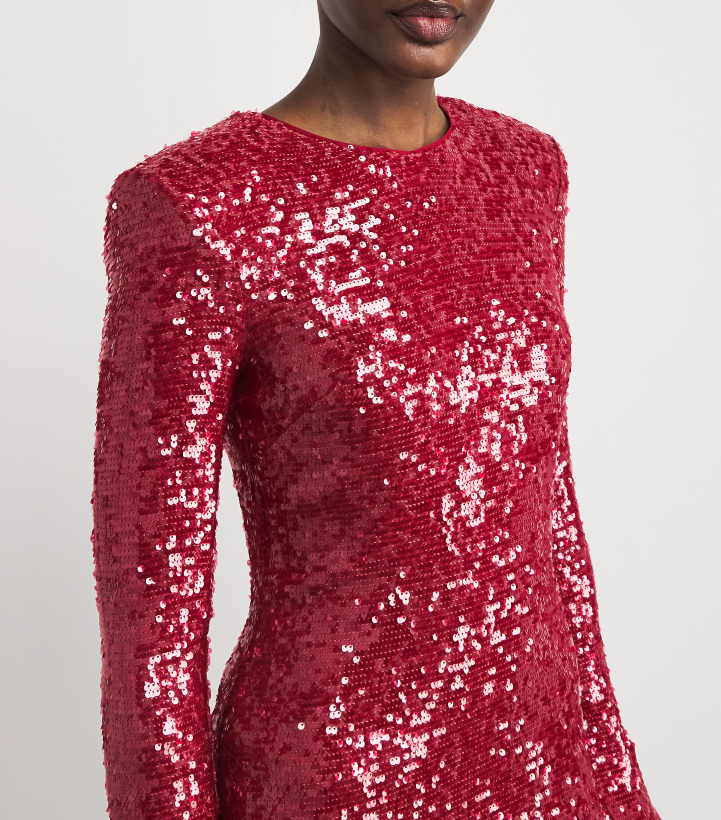 Sequin Flared Maxi Dress 678 DARK ROSE Image 6