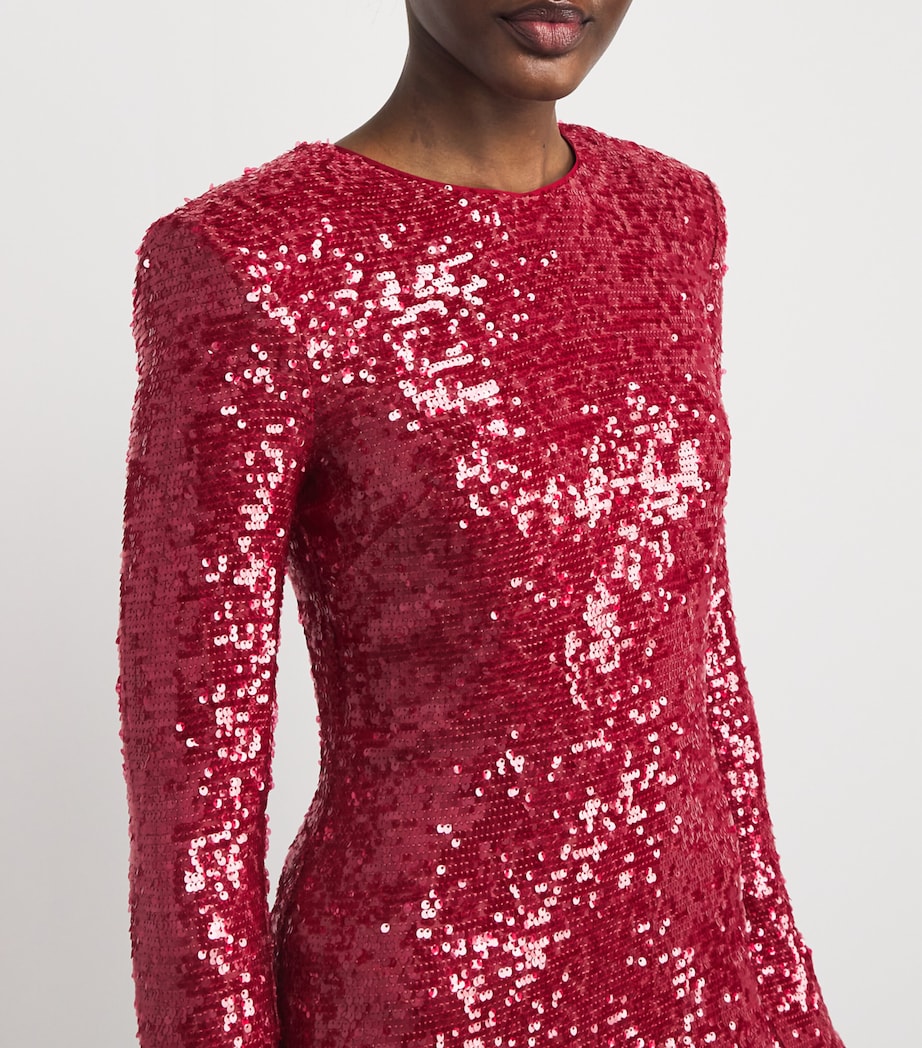 Sequin Flared Maxi Dress 678 DARK ROSE Image 6