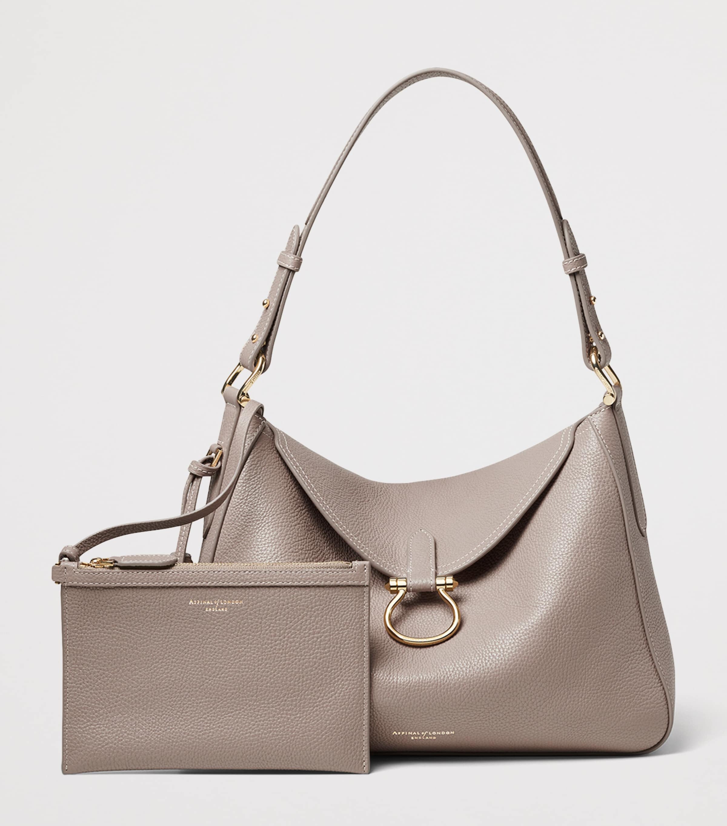 Aspinal Of London Grained Leather Ella Shoulder Bag Moleskin Image 4